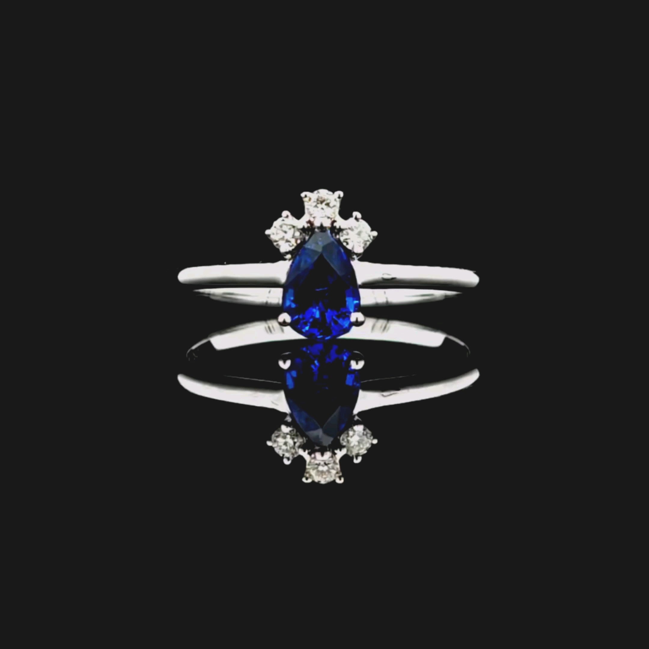 Esmeralda 14K White Gold Art Deco Ring with Blue Sapphire