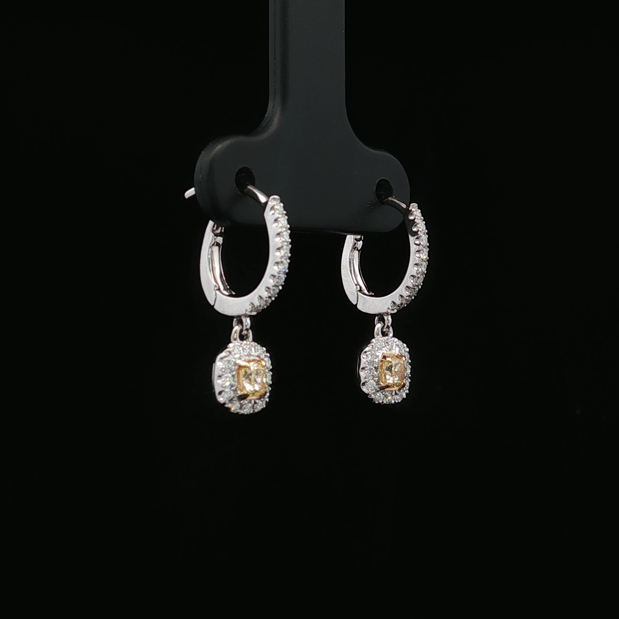 Clementine 18K White Gold White and Yellow Diamond Earrings