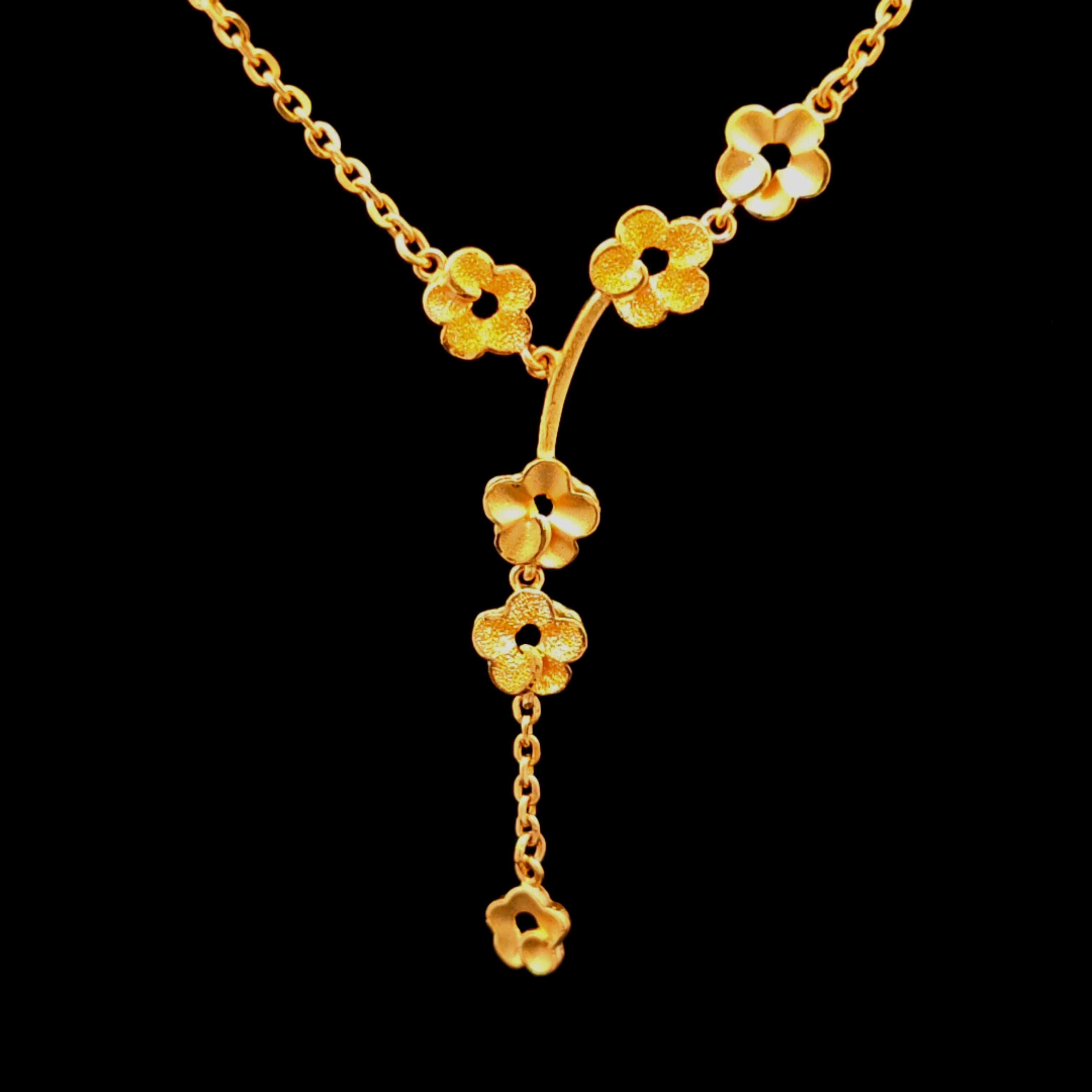 Flora 22KY Multi Flower Lariat Necklace