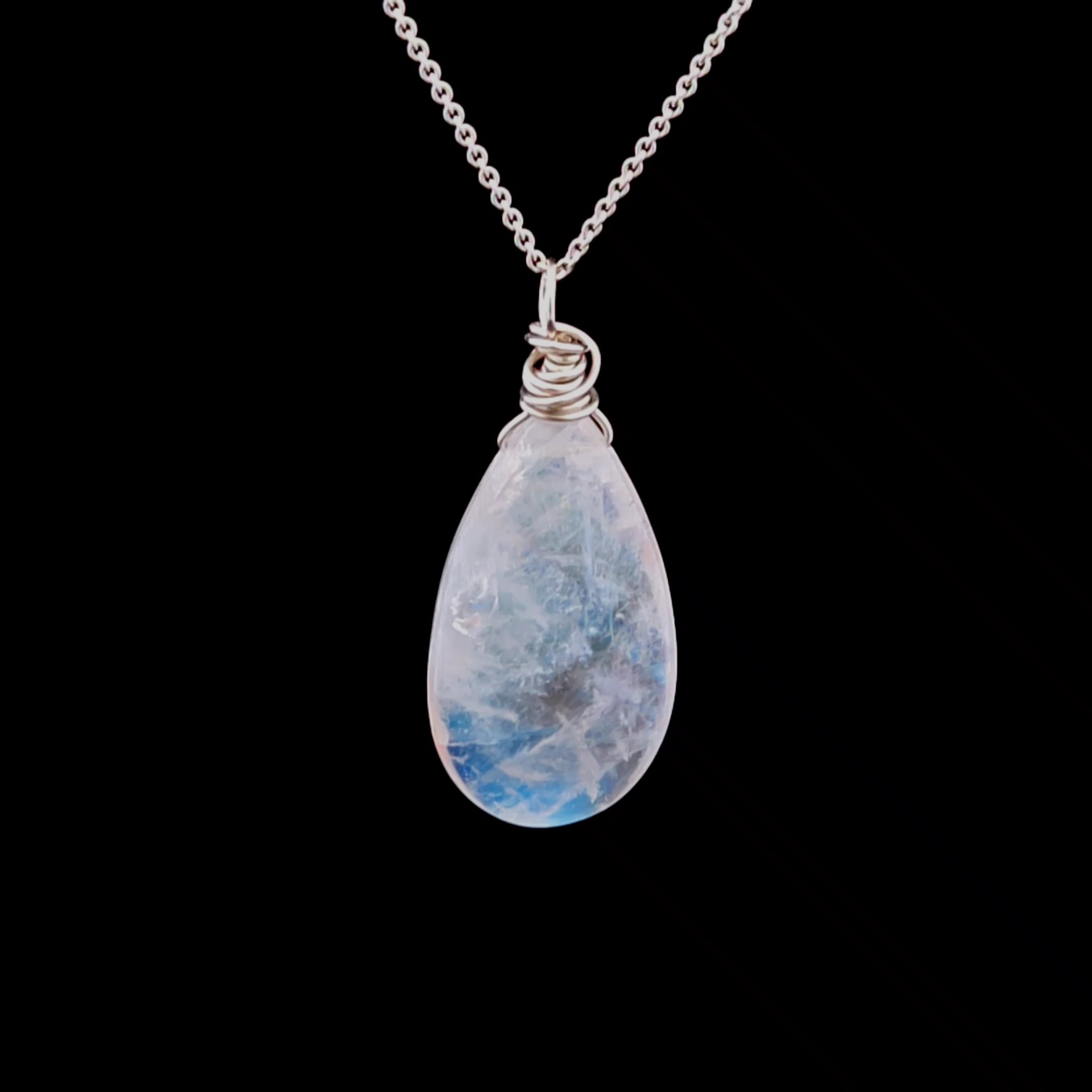 Lusine Silver Moonstone Drop Necklace