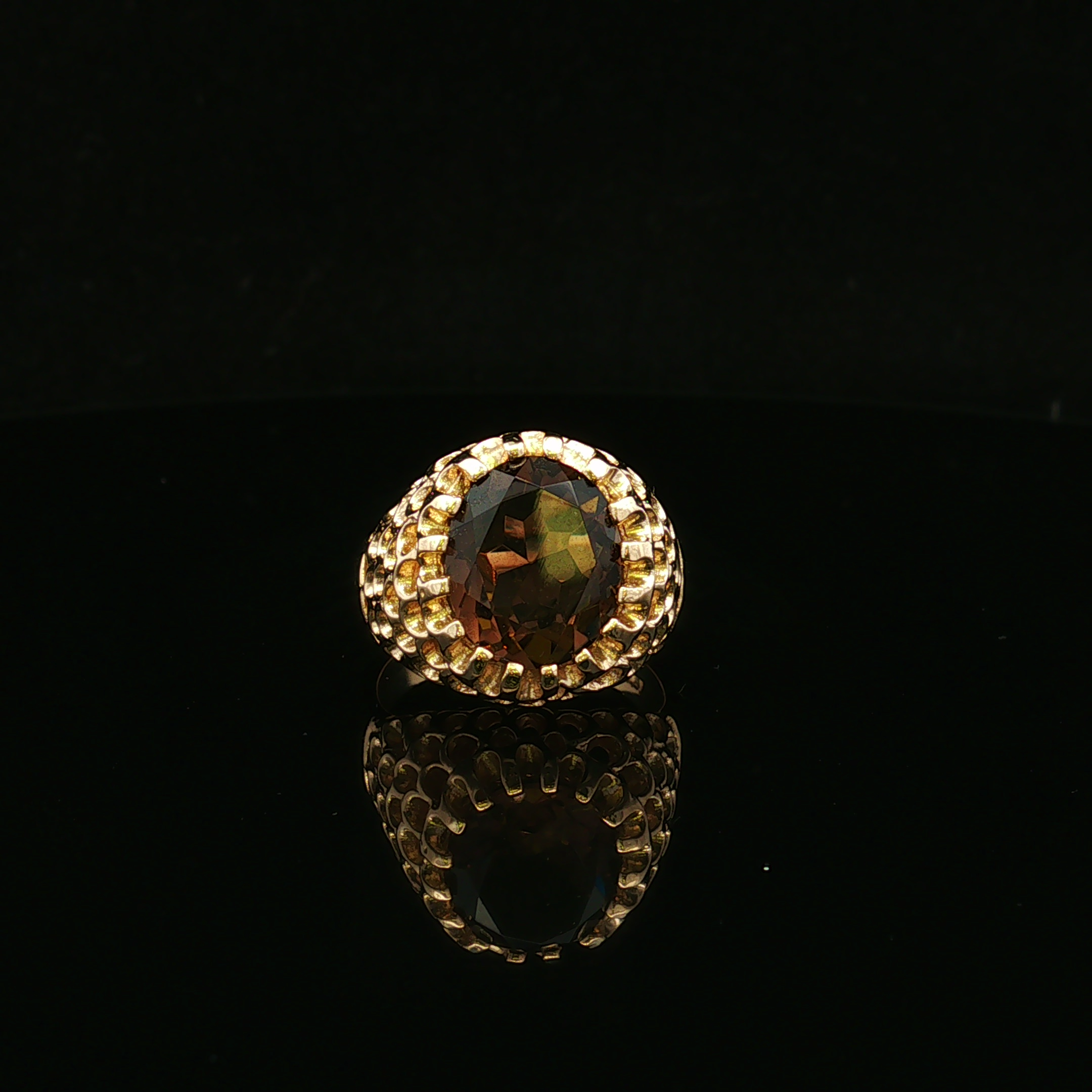 Odettea 14KY Oval Smoky Quartz Ring