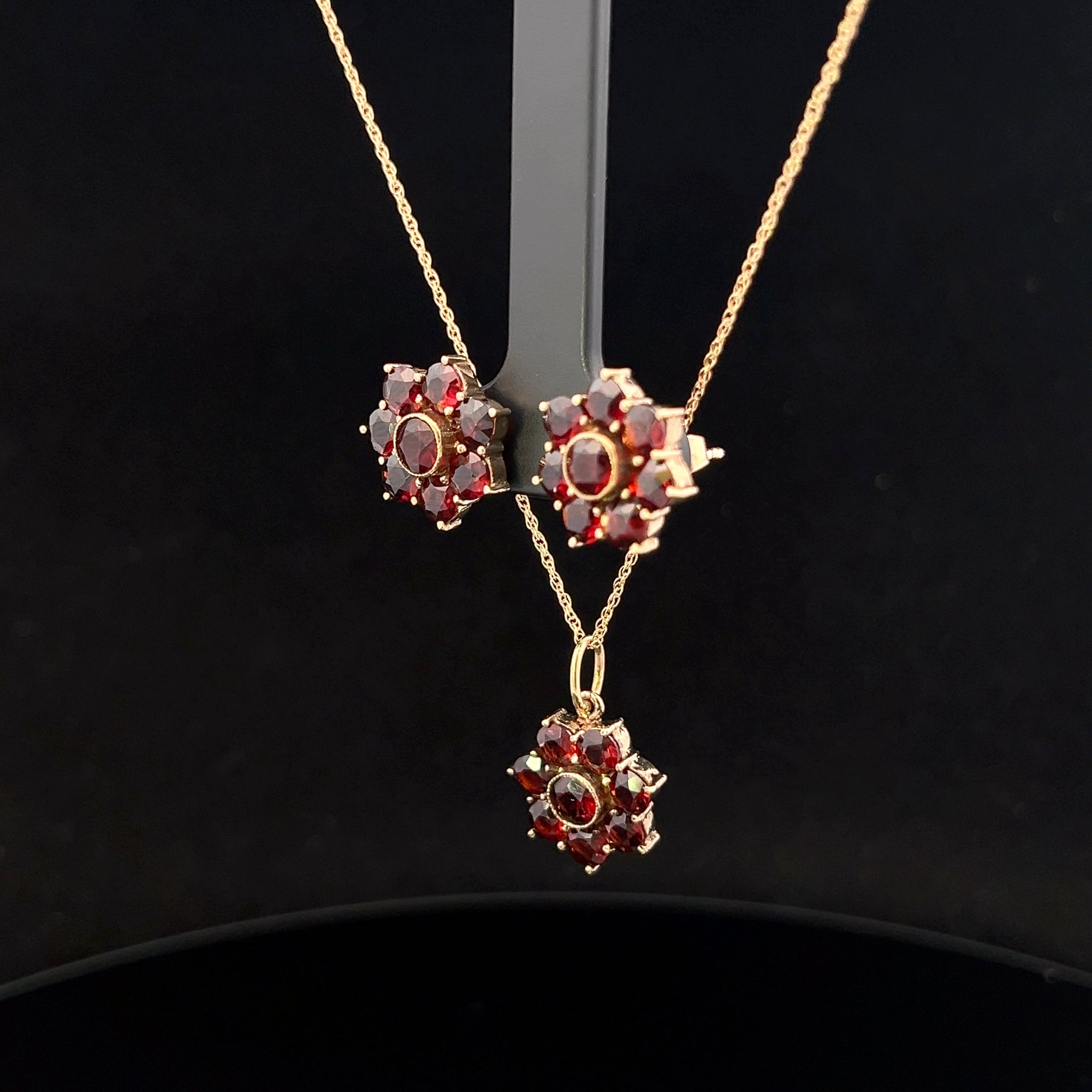 Legacy 14K Yellow Gold Garnet Flower Necklace