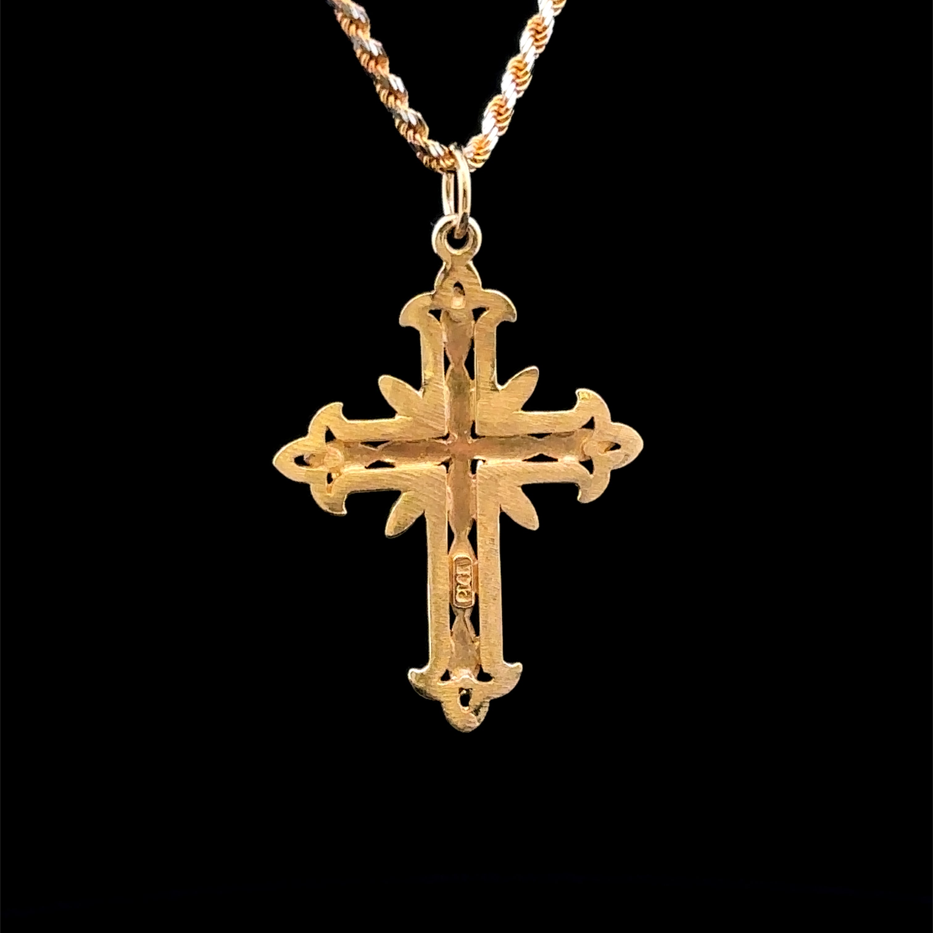 Edith 14K Yellow Gold Florentine Layered Cross Pendant