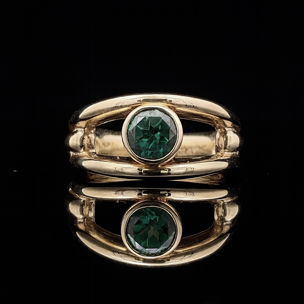 Kehlani Yellow 14K Gold Contemporary Ring with Bluish Green Topaz