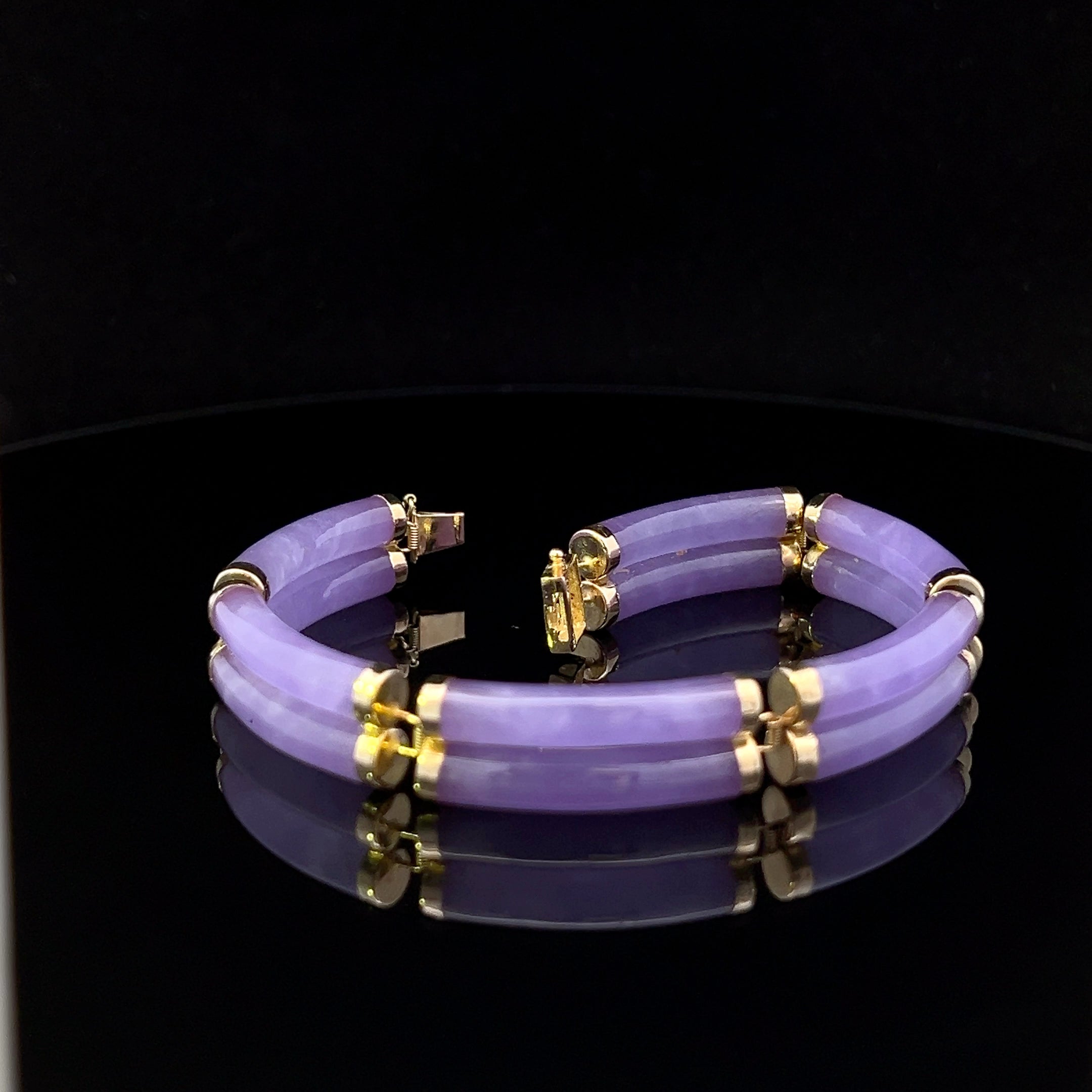 Veronica 14K Yellow Gold Double Row Lavender Jade Bracelet