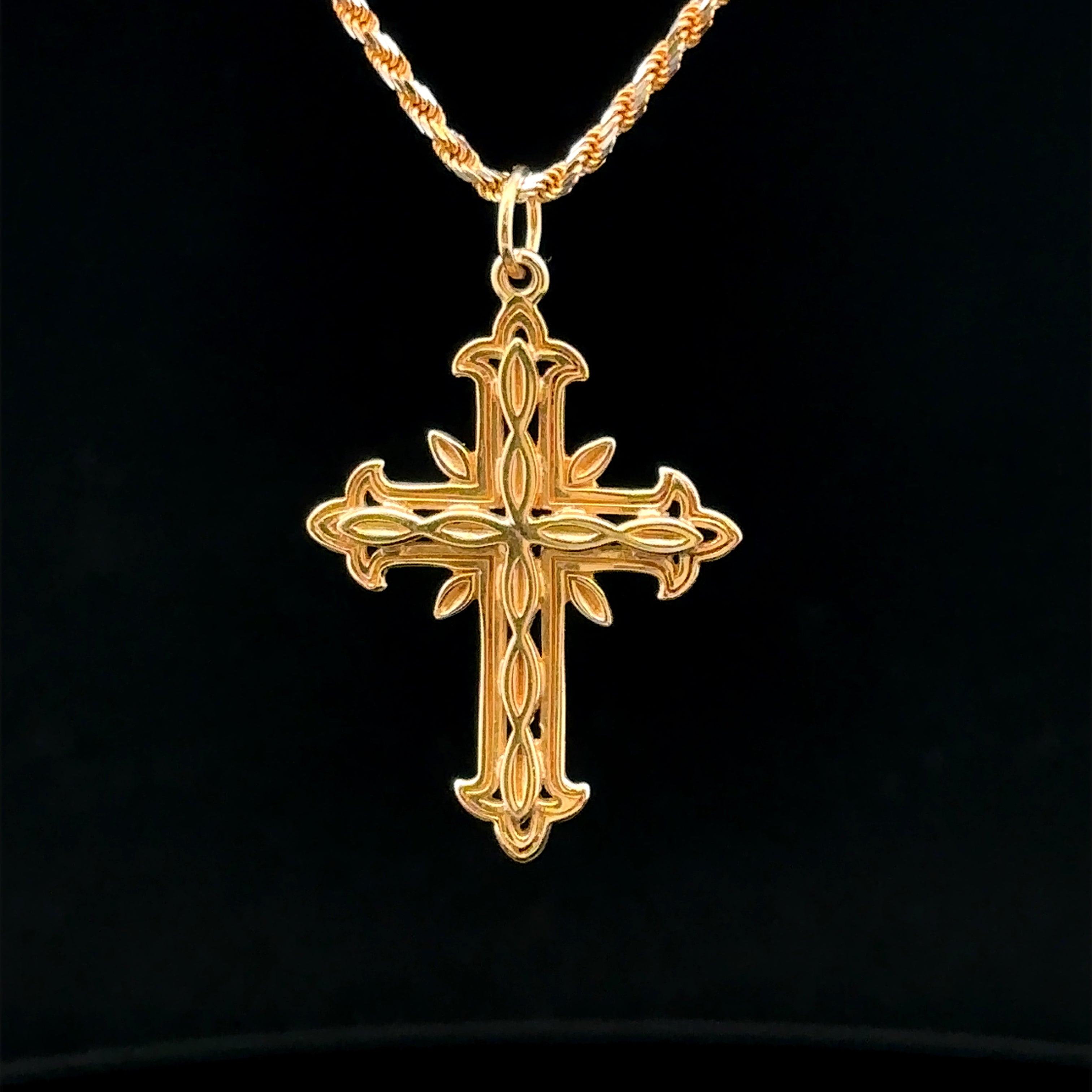 Edith 14K Yellow Gold Florentine Layered Cross Pendant