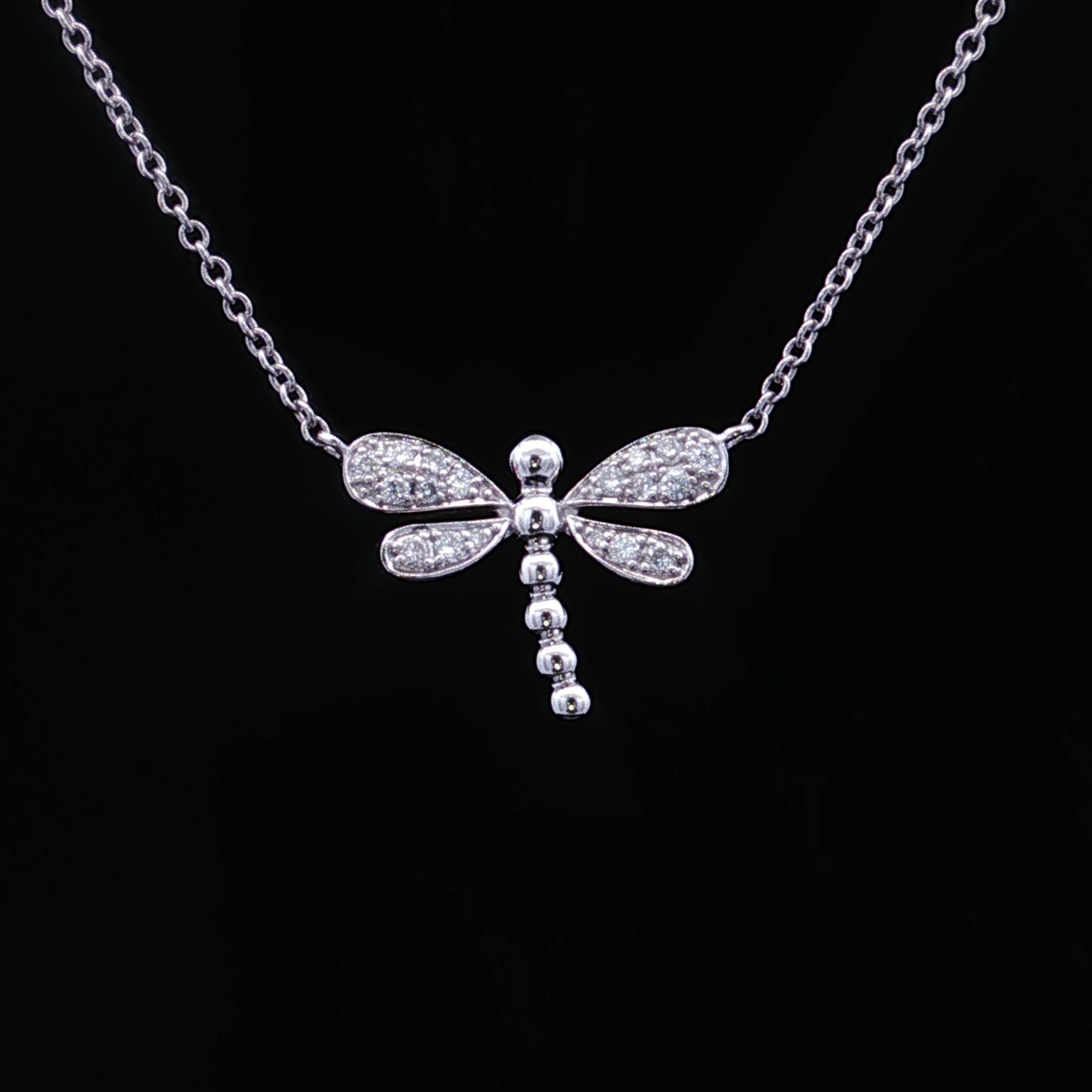 Hattie 14K White Gold Dragonfly Diamond Necklace
