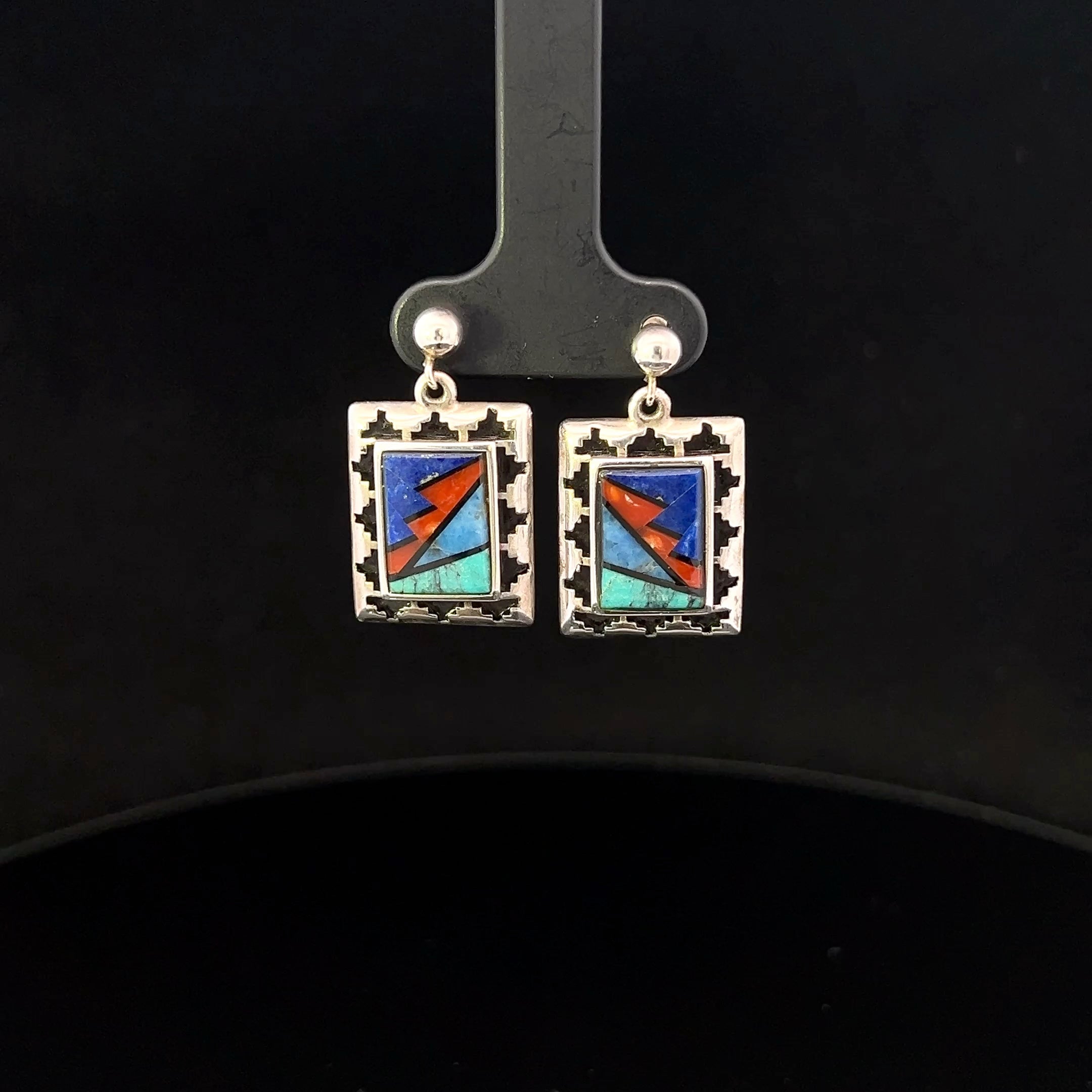 Jolene S/S Lapis, Coral & Turquoise Inlay Earrings