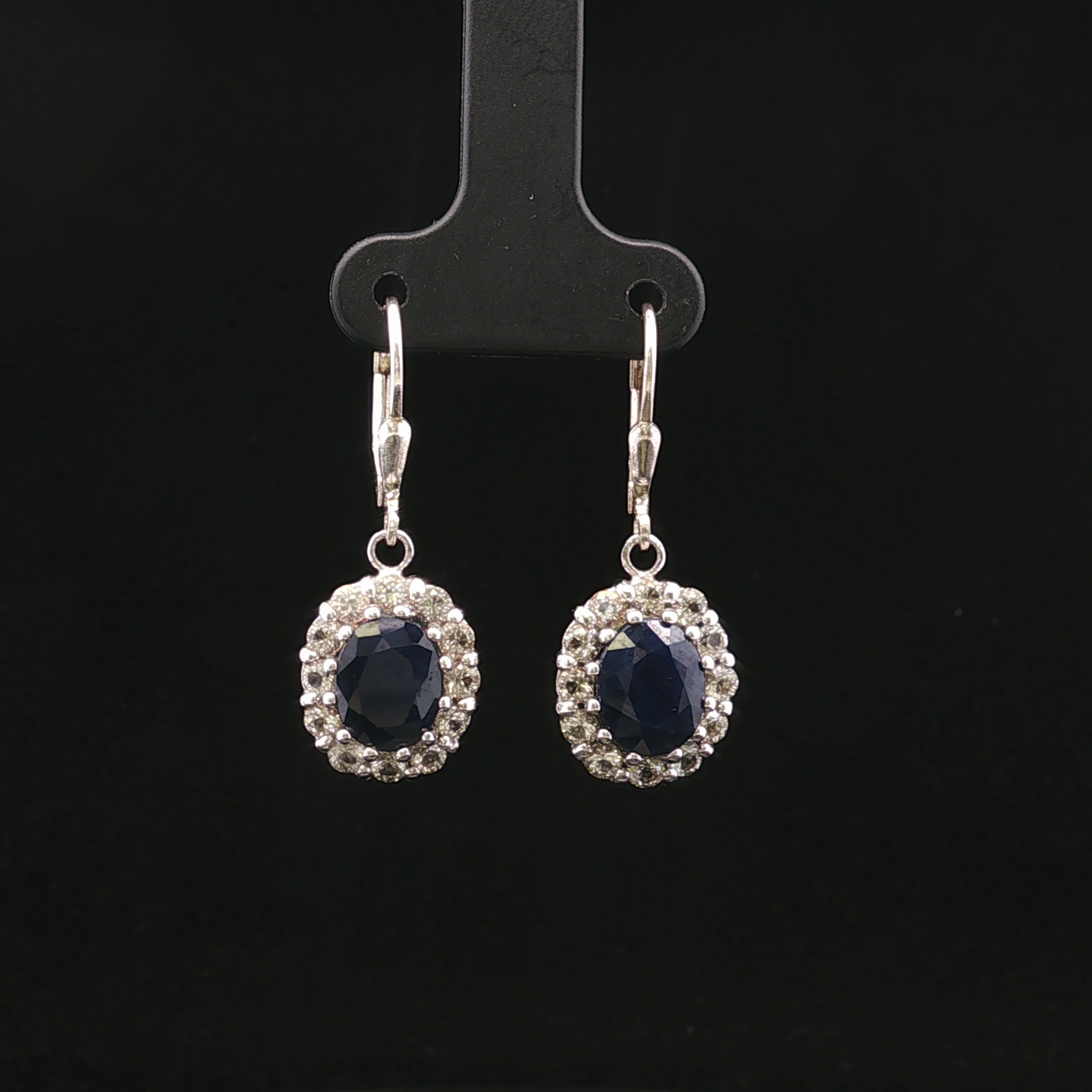 Esthera White Silver Lapis Dangle Earrings