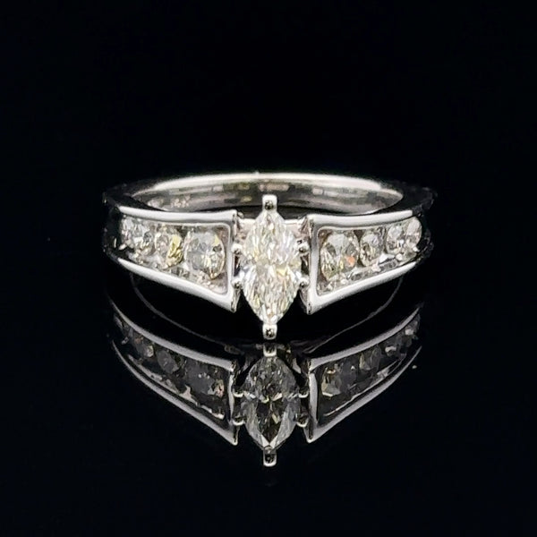 Adeline Ring 14K white gold engagement ring with 0.40ct marquise diamond.