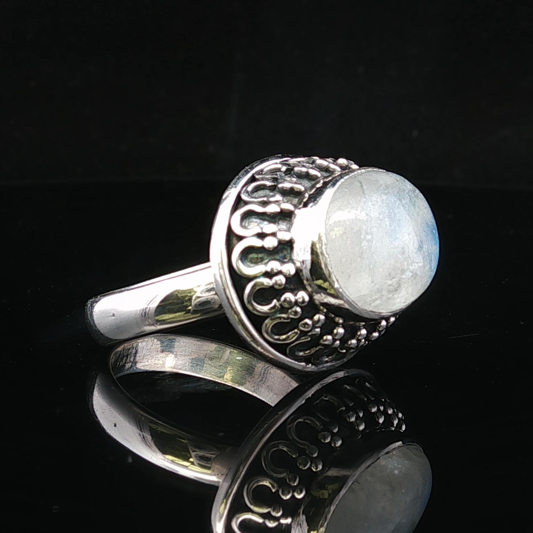 Nadine Antiqued Silver Moonstone Ring
