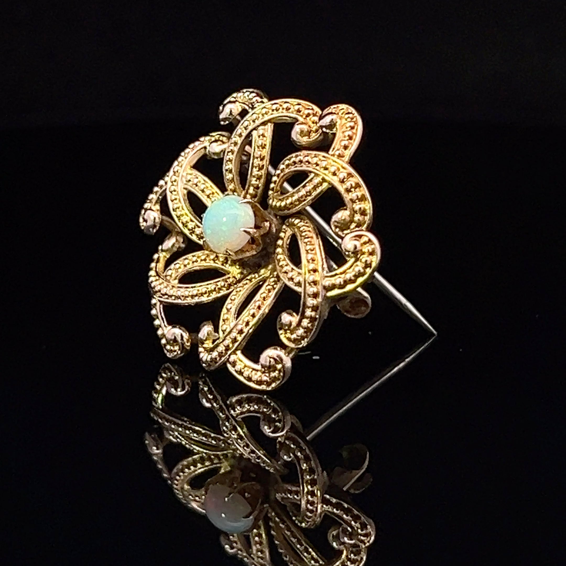 Fania 14K Yellow Gold Opal Pin