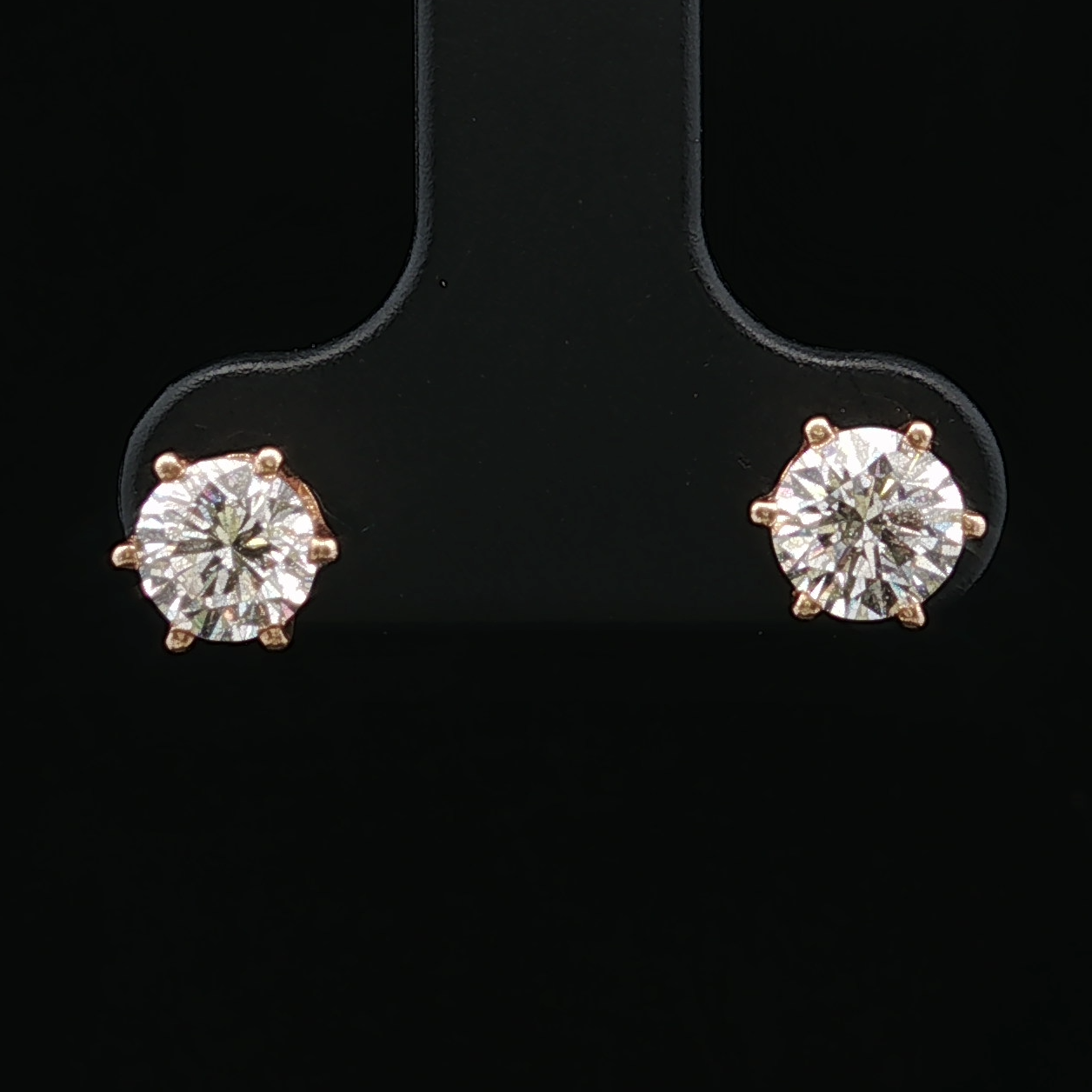 Maudea 14K Yellow Gold Round Diamond Stud Earrings 0.87CTW