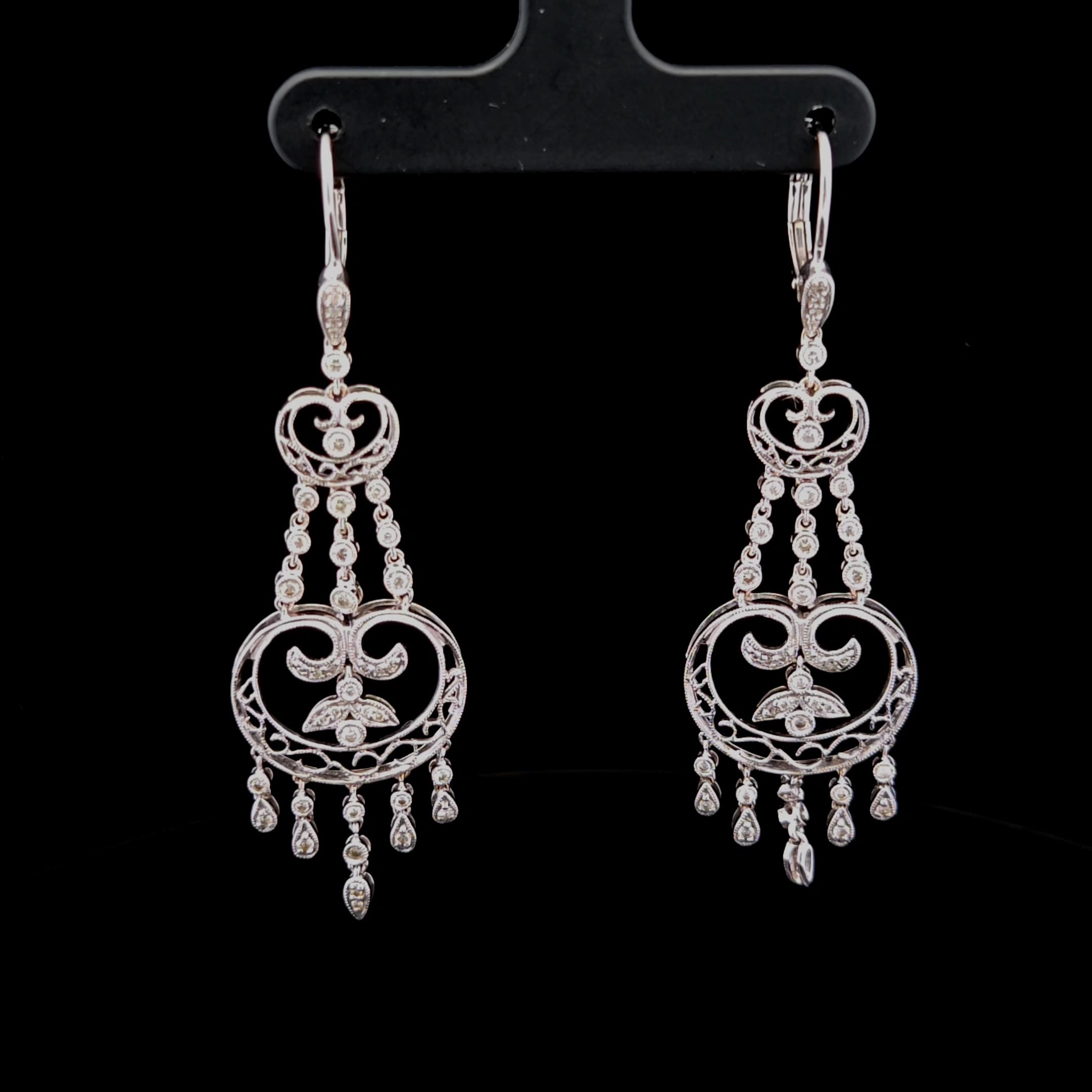 Theodora 14KW 0.56 CTW Diamond Filigree Chandelier Earrings