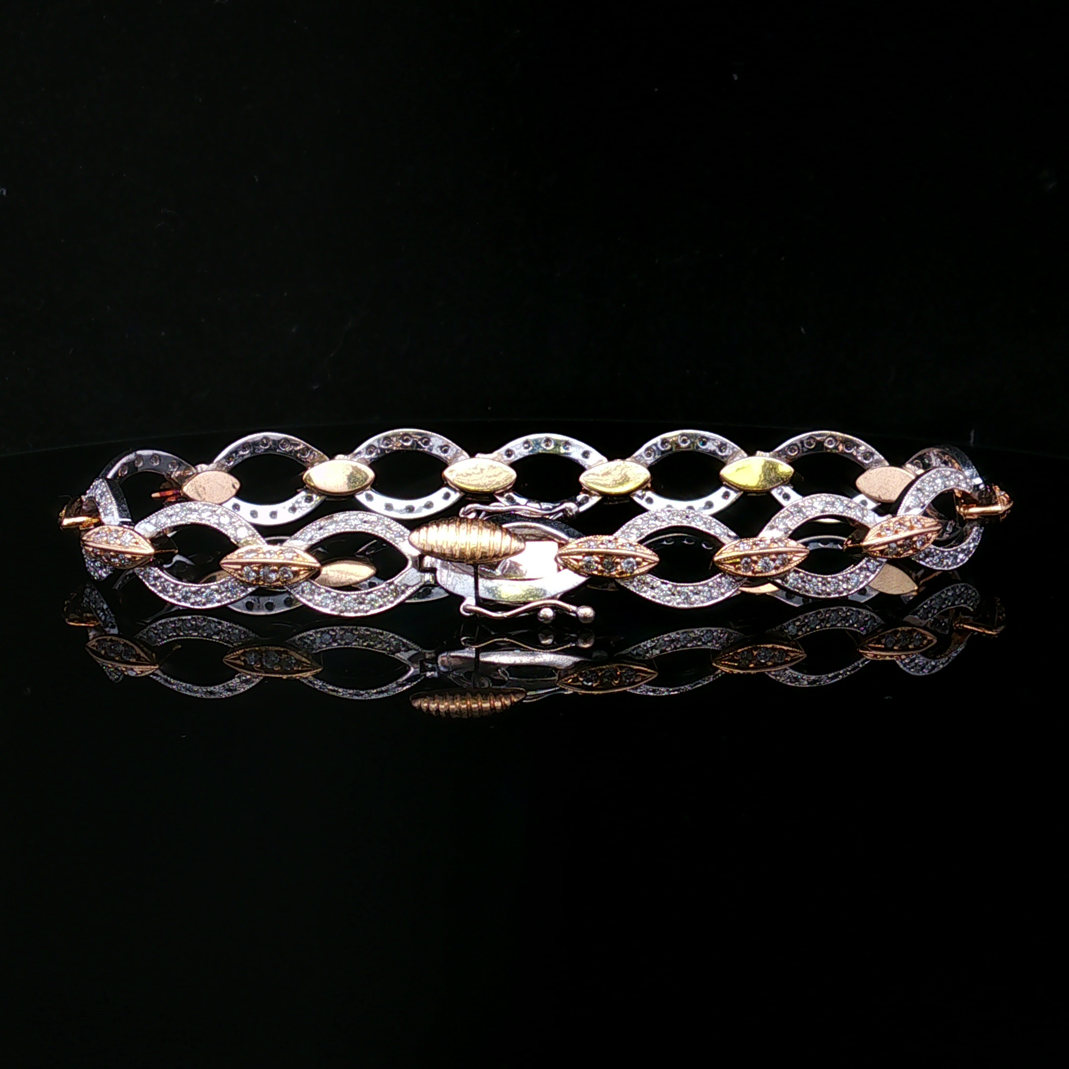 Zinnia 14K Two Tone 2 CTW Diamond Oval Link Bracelet