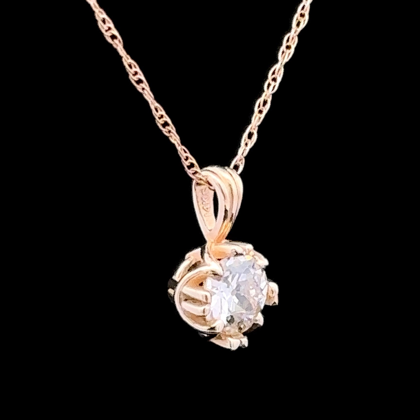 Adrianna 14K Yellow Gold 0.45 CT Old European Cut Diamond Pendant