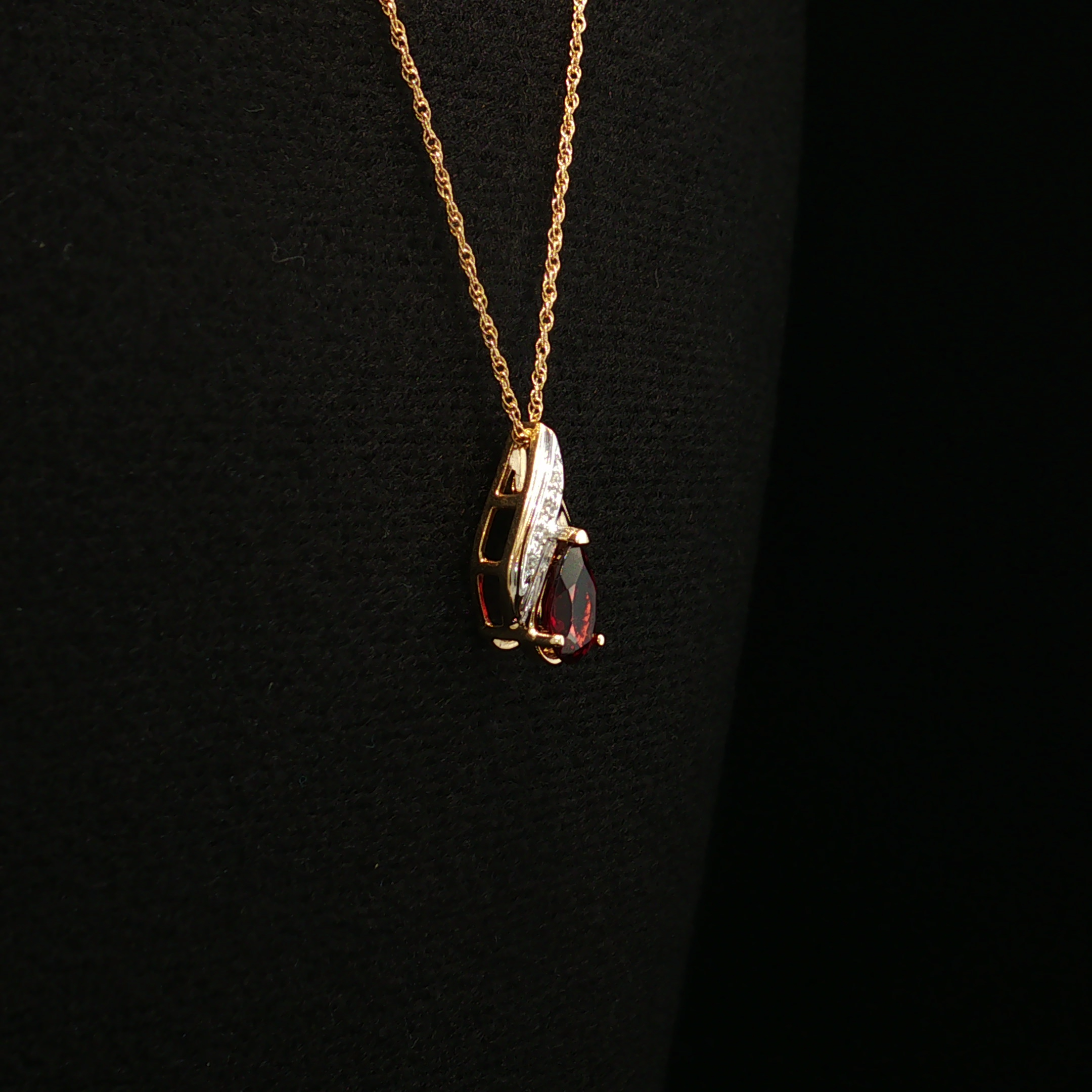 Hyacinth 14K Two-Tone Garnet Diamond Necklace