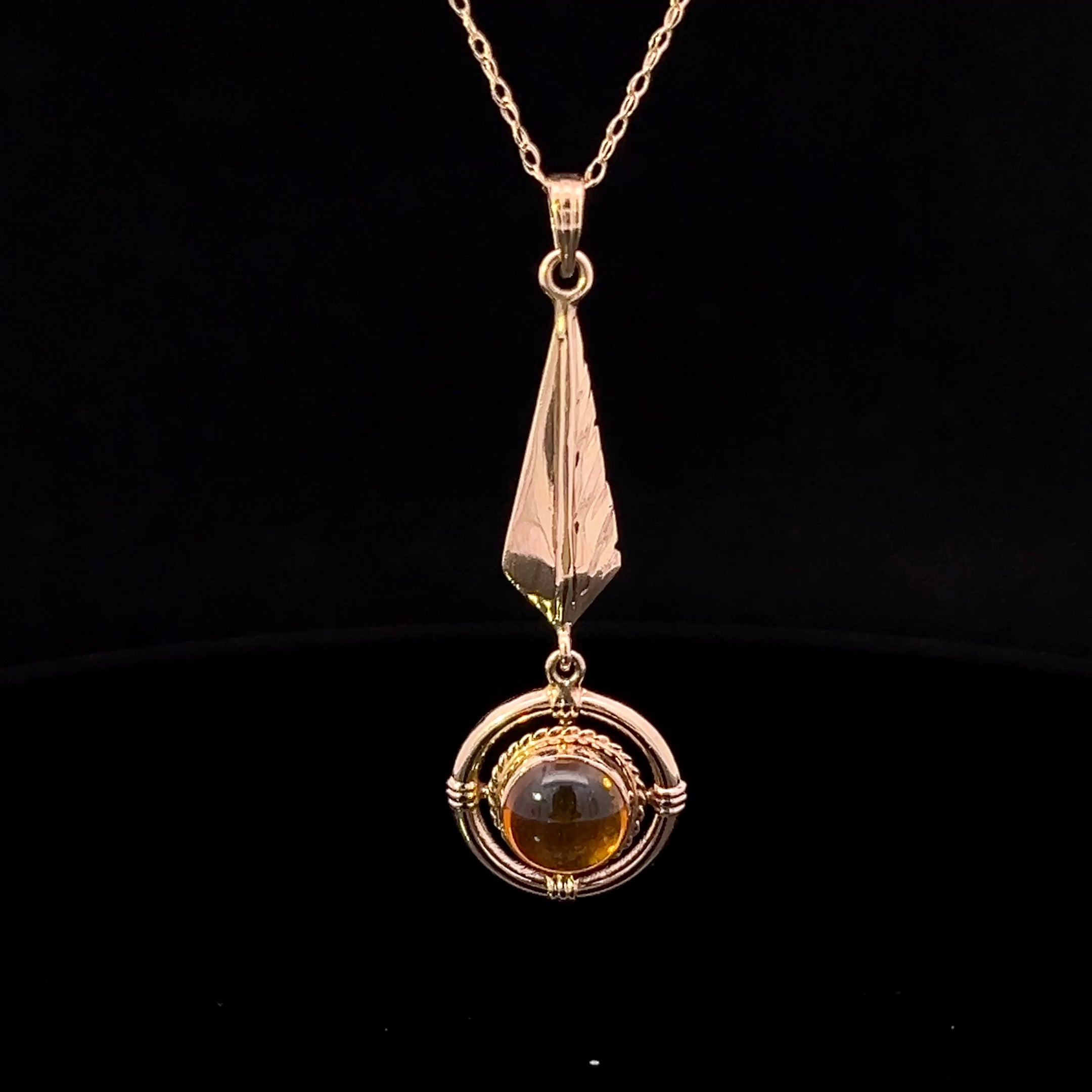 Whitney 10K Yellow Gold Round Amber Drop Necklace