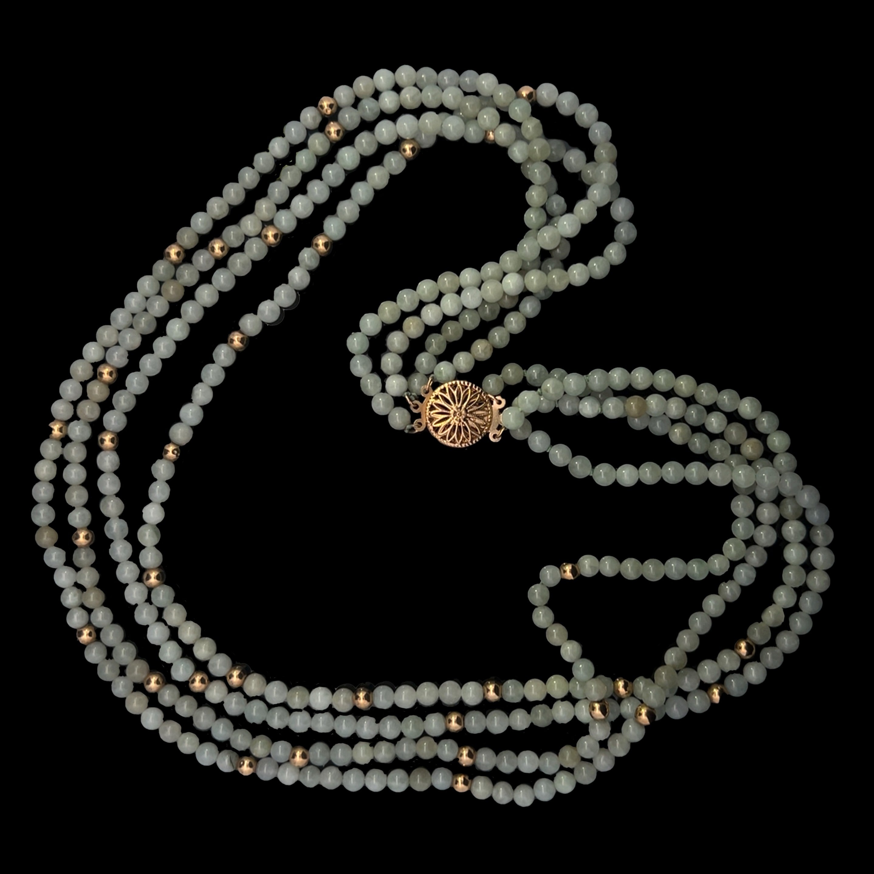 Kaya 14K Yellow Gold Four-Strand Jade and Gold Beads Necklace