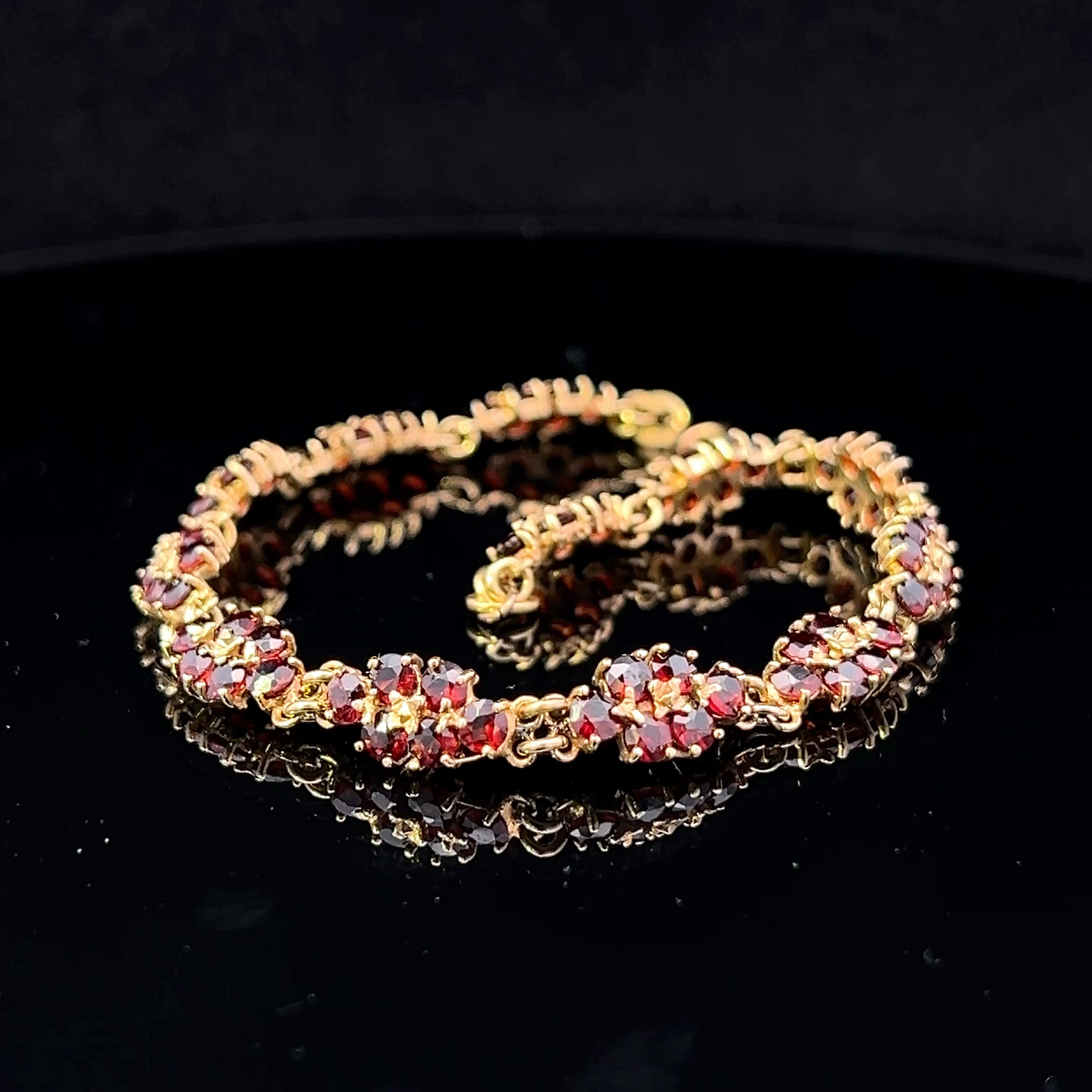 Brooklynn 18K Yellow Gold Bracelet with Garnet Links