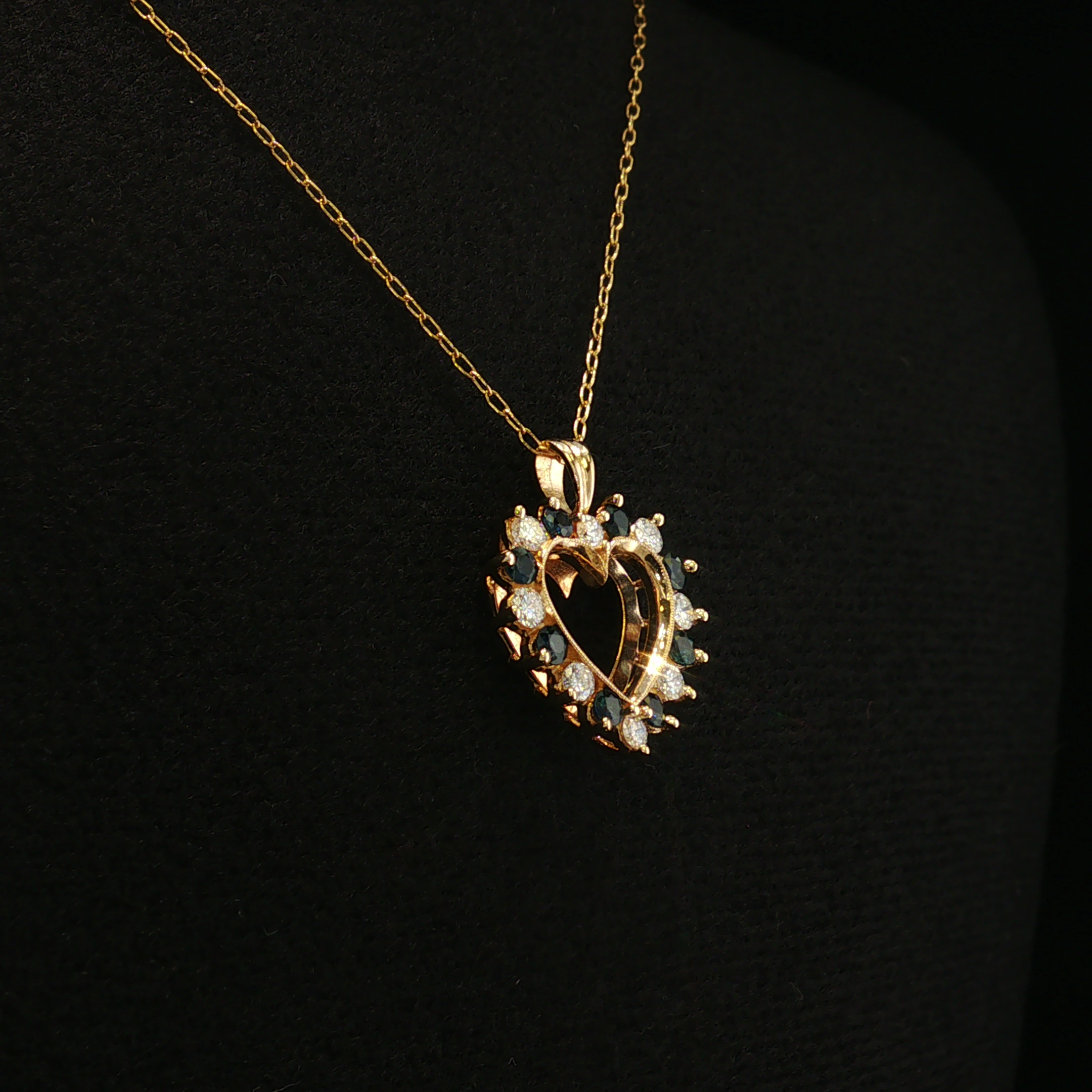 Eliska 14K Yellow Gold Sapphire Diamond Heart Necklace