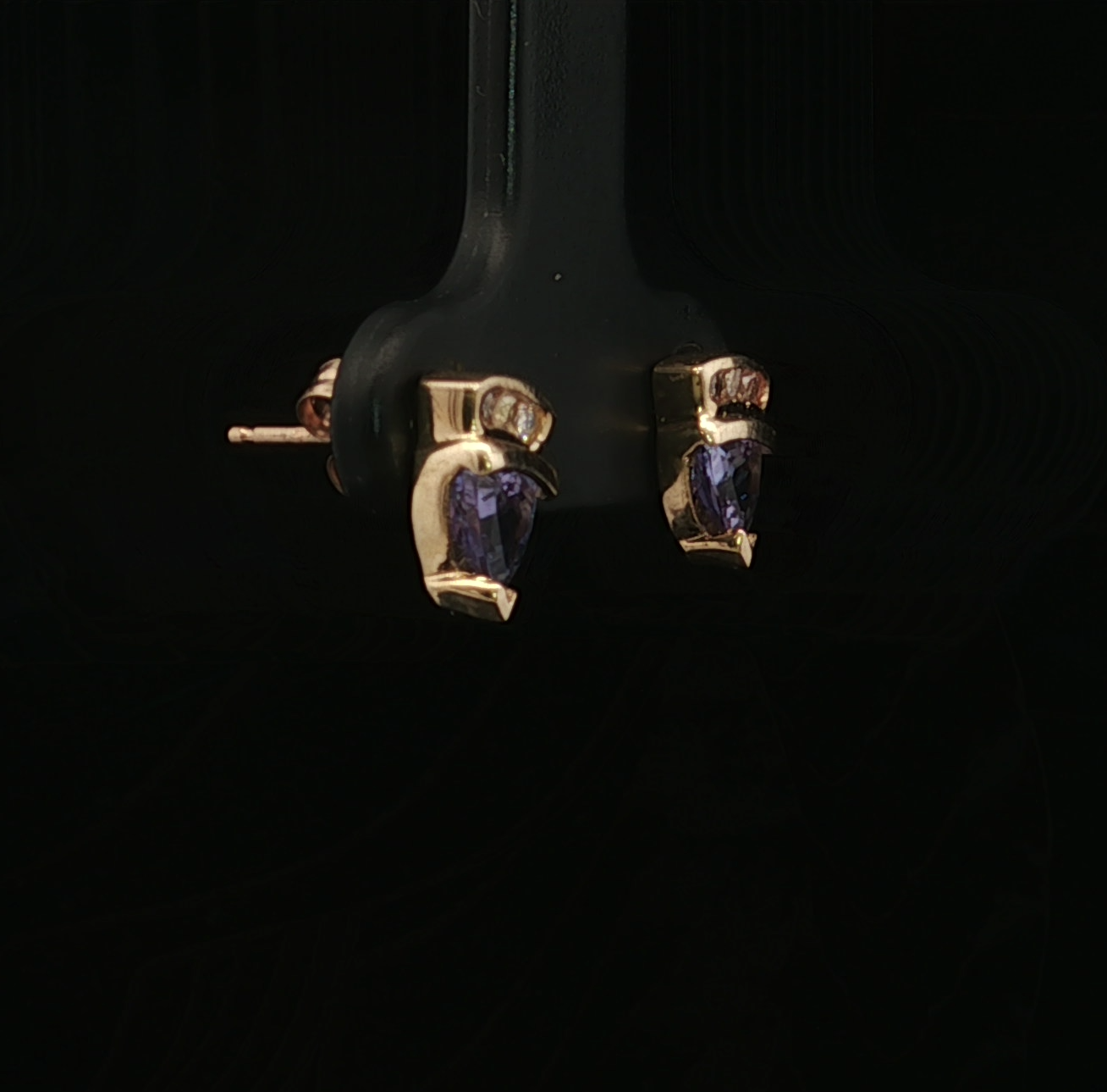 14K Yellow Gold Tanzanite and Diamond Stud Earrings