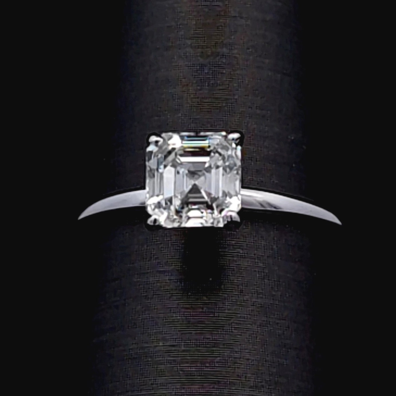 White 14K Asscher Lab Diamond Engagement Ring Size 7