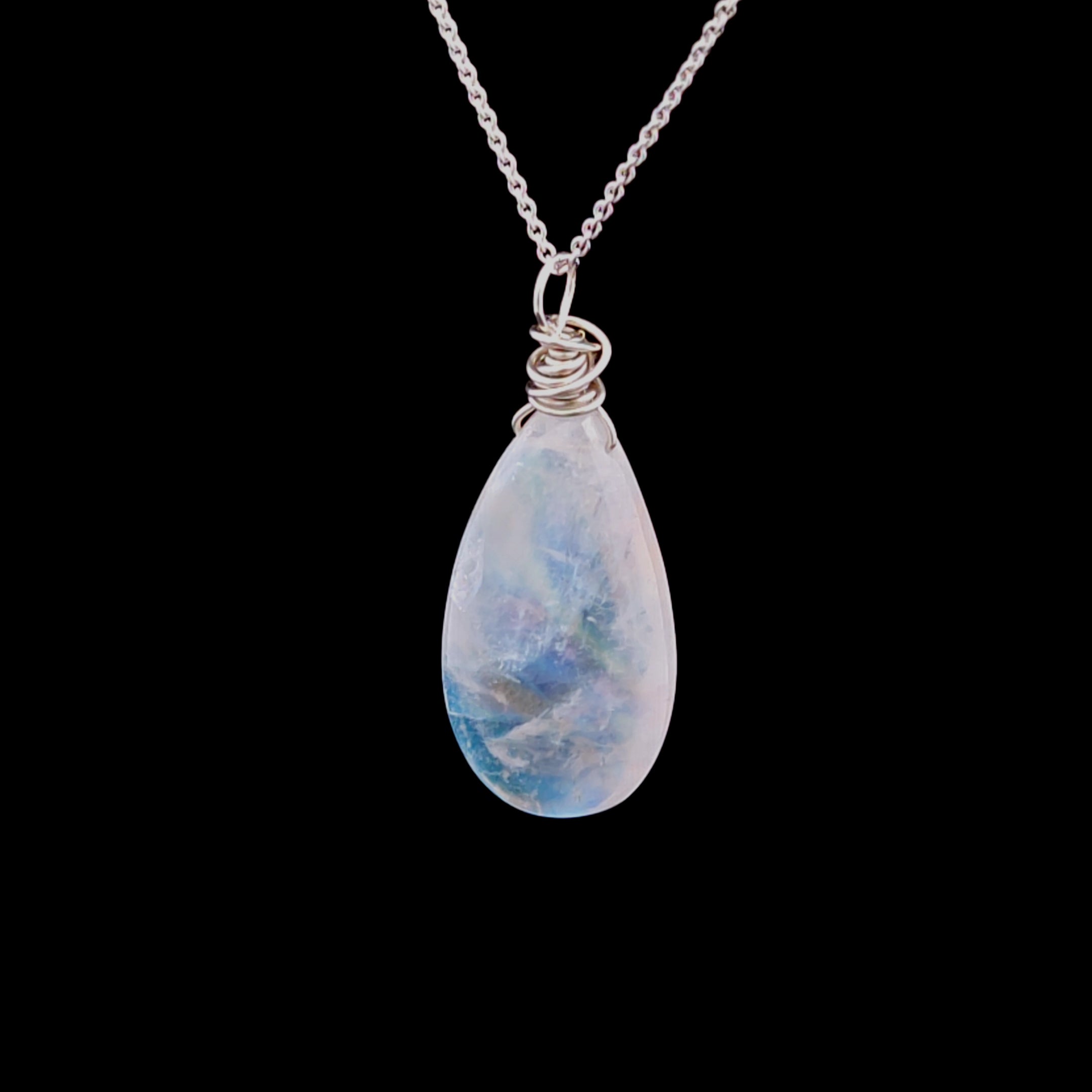 Lusine Silver Moonstone Drop Necklace