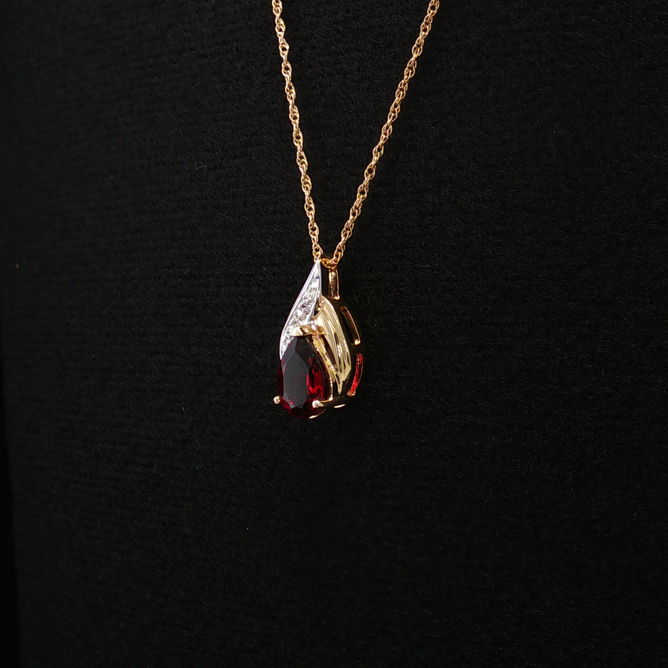 Hyacinth 14K Two-Tone Garnet Diamond Necklace