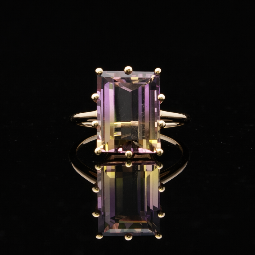 Ottilie 10K Yellow Gold Emerald Cut Ametrine Ring