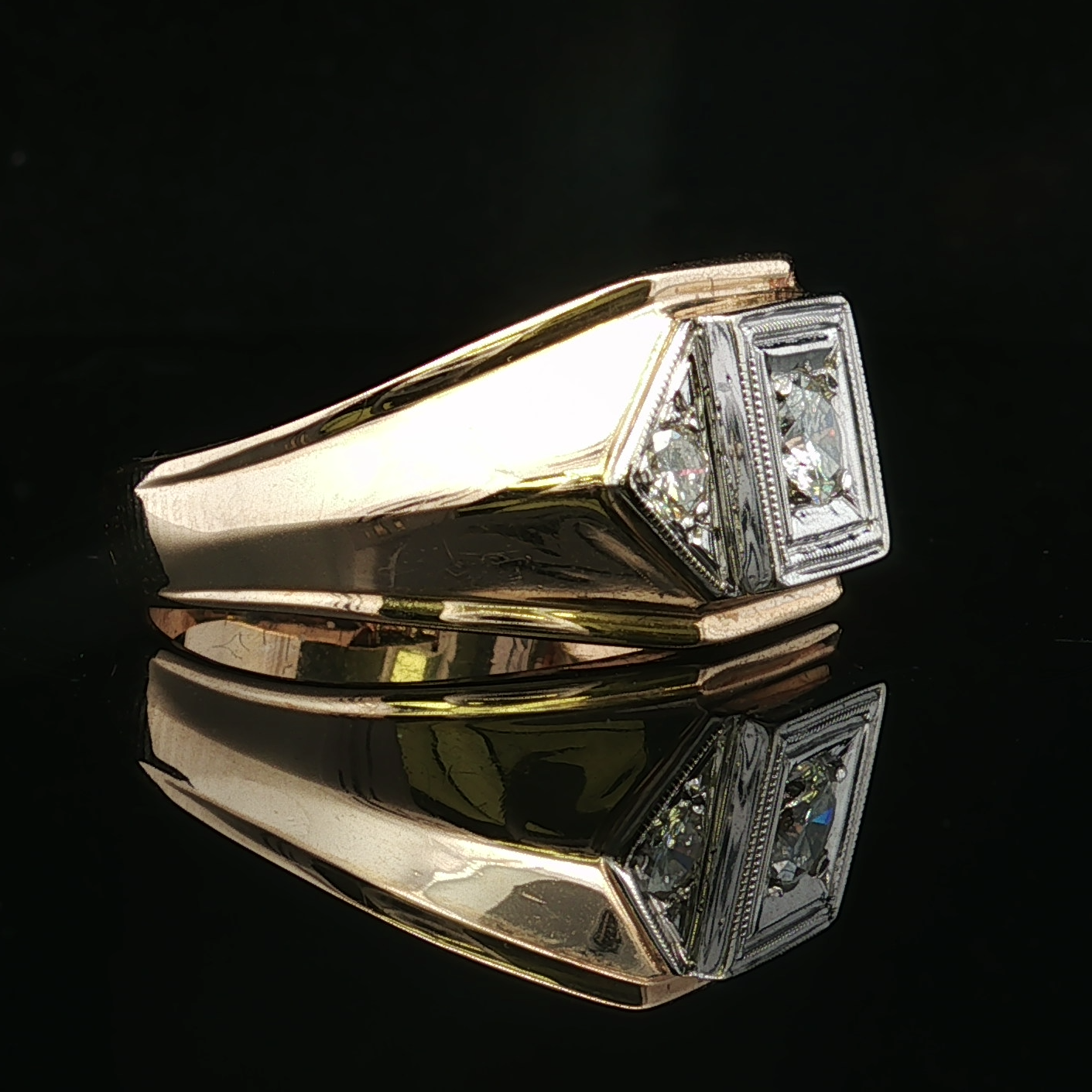 Alec Three Diamond Ring in 14K Yellow Gold