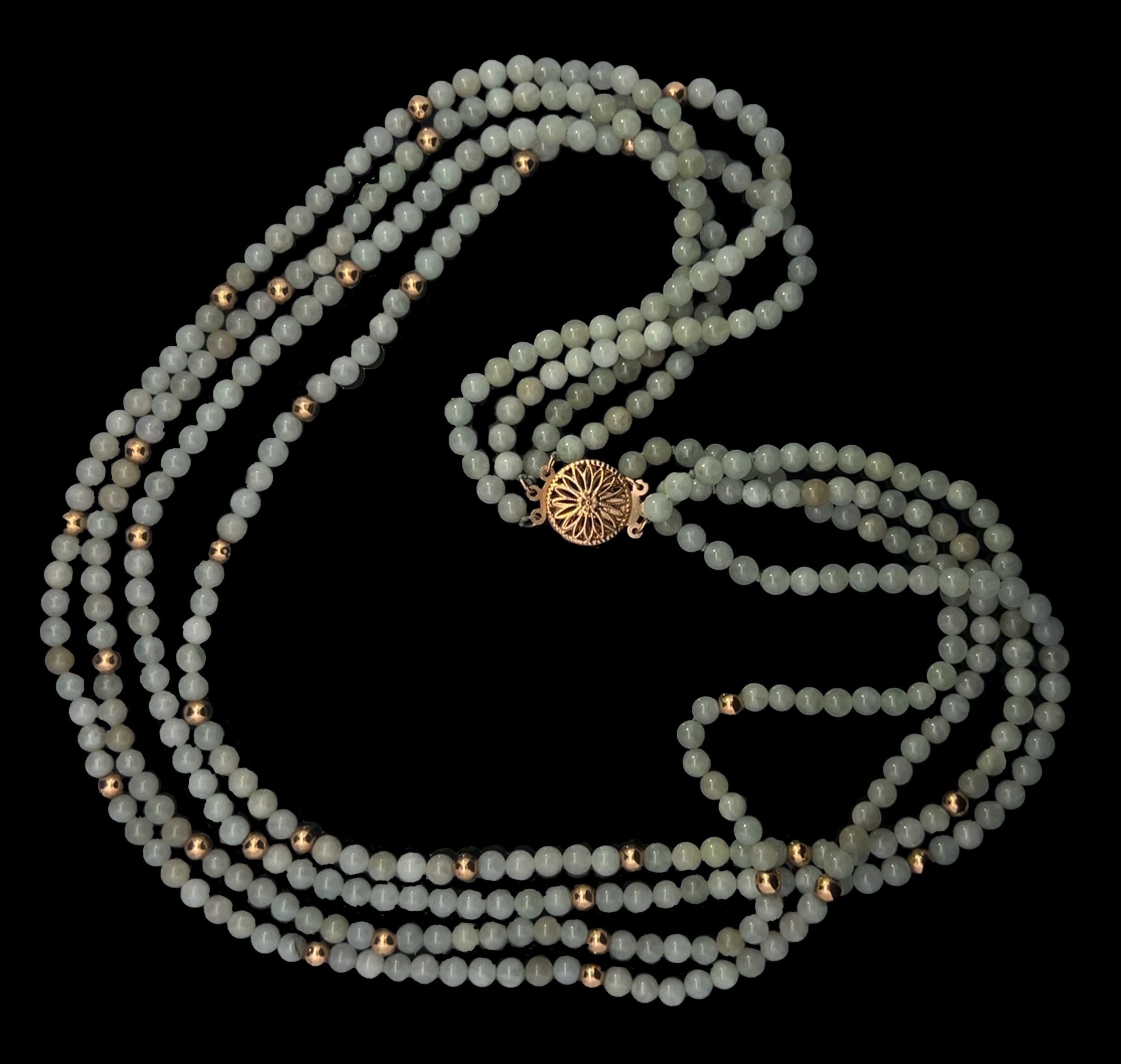 Kaya 14K Yellow Gold Four-Strand Jade and Gold Beads Necklace