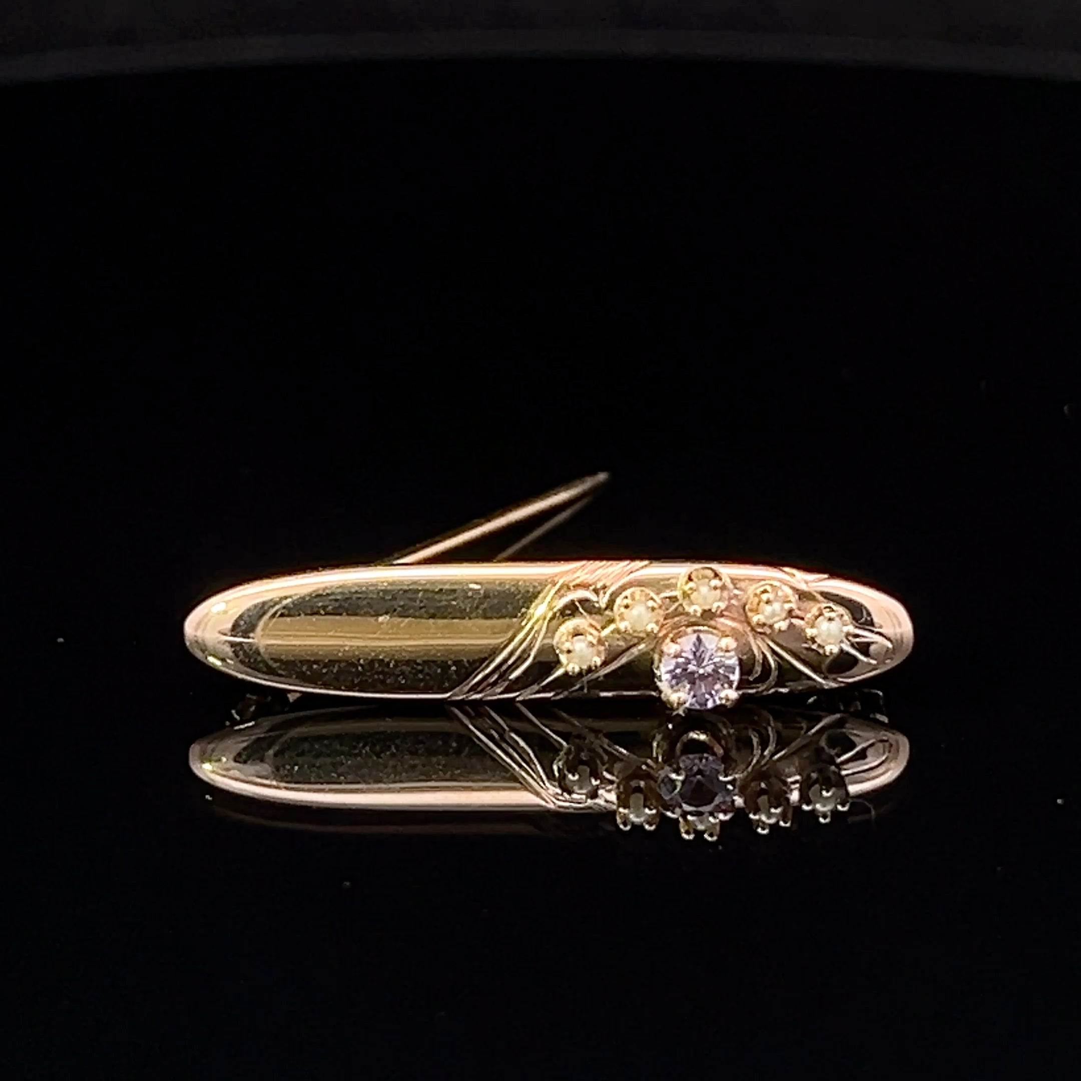 Kaylin 14K Yellow Gold Seed Pearl & CZ Pin