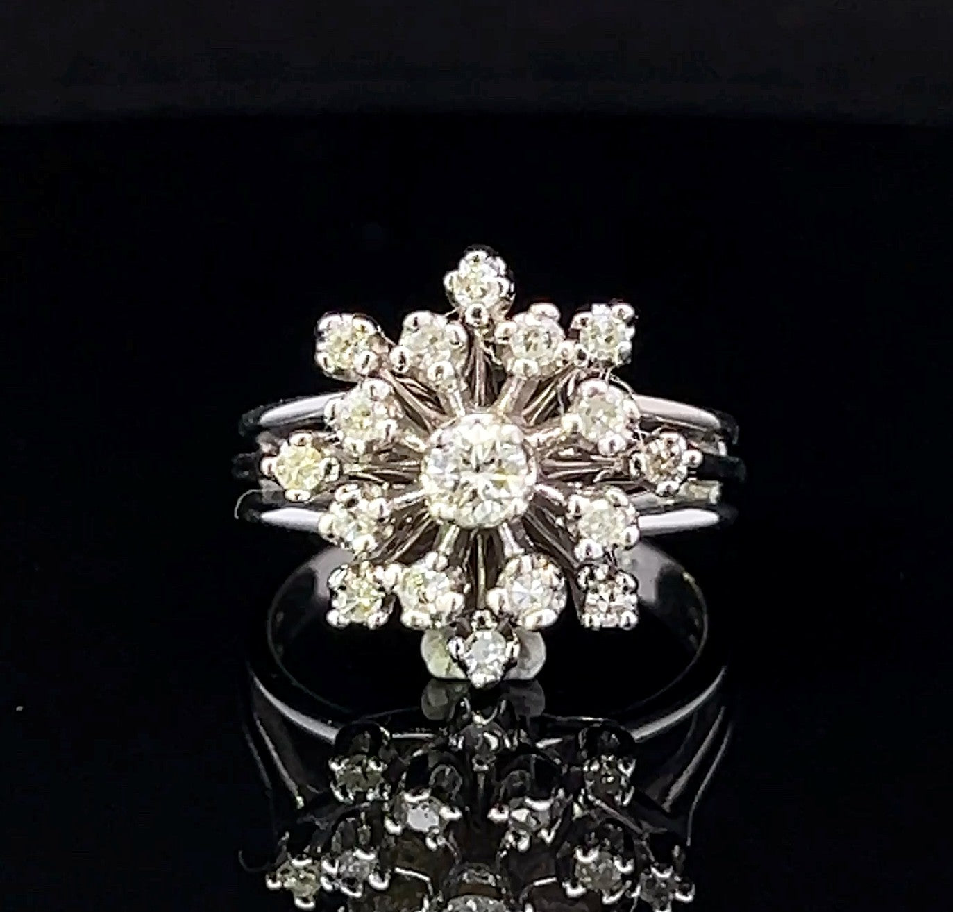 Mabel White 14K Vintage-Style Diamond Cluster Ring