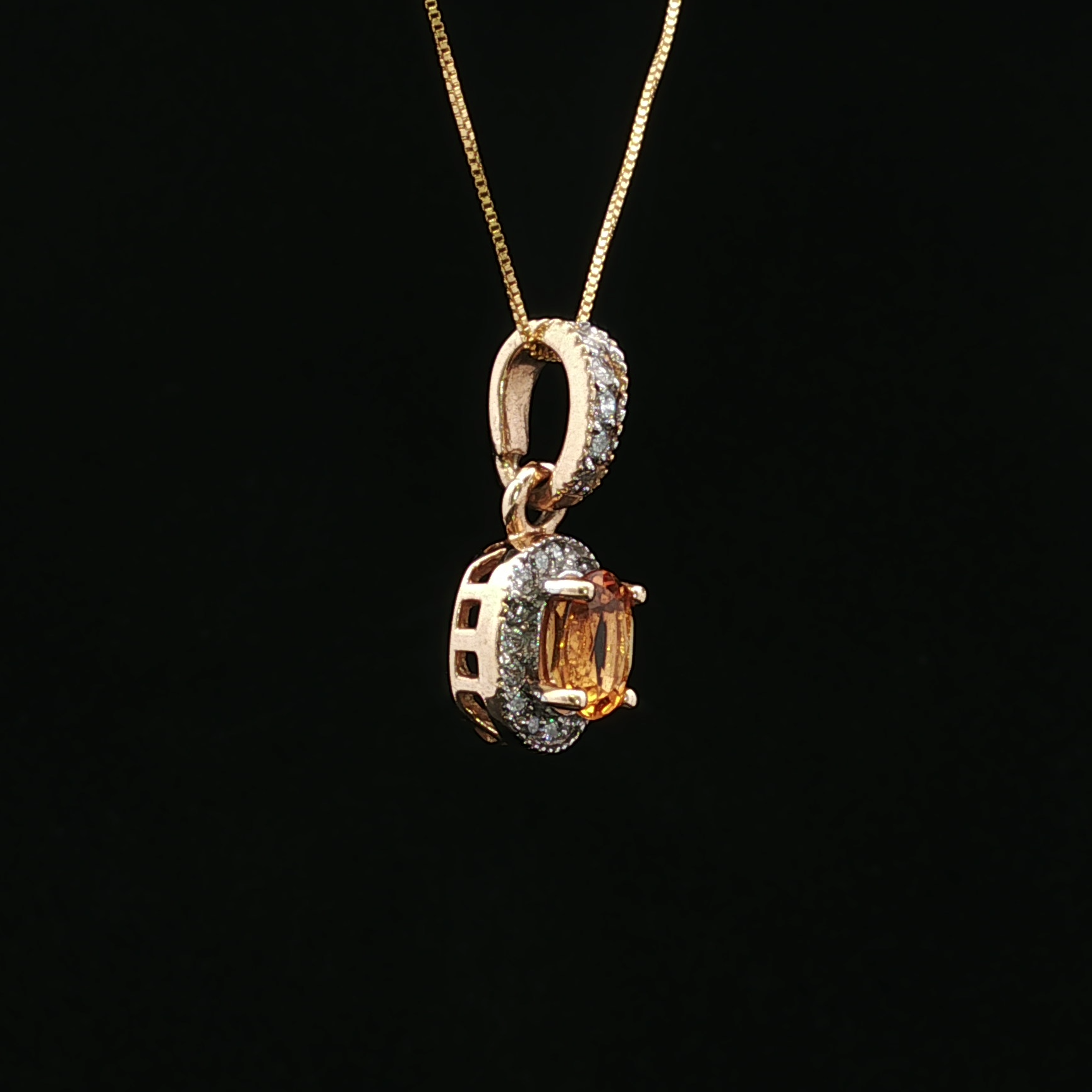 Guadalupe 14K Yellow Gold Citrine & Diamond Halo Pendant