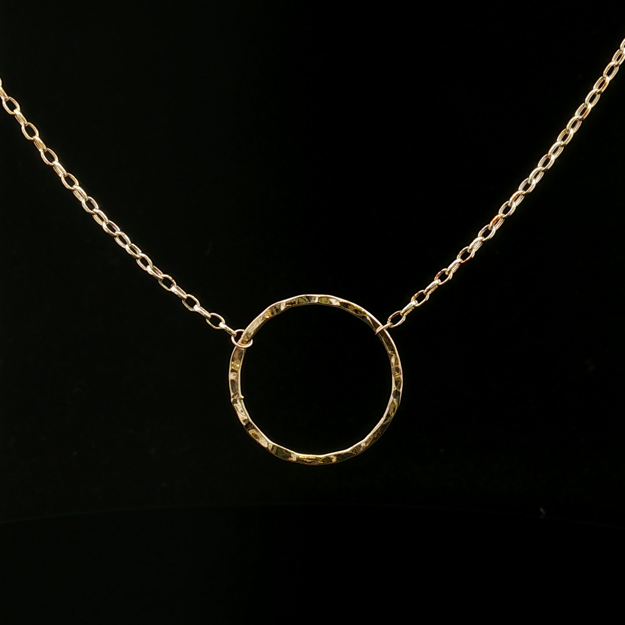 Inez 14K Yellow Gold Hammered Circle Necklace