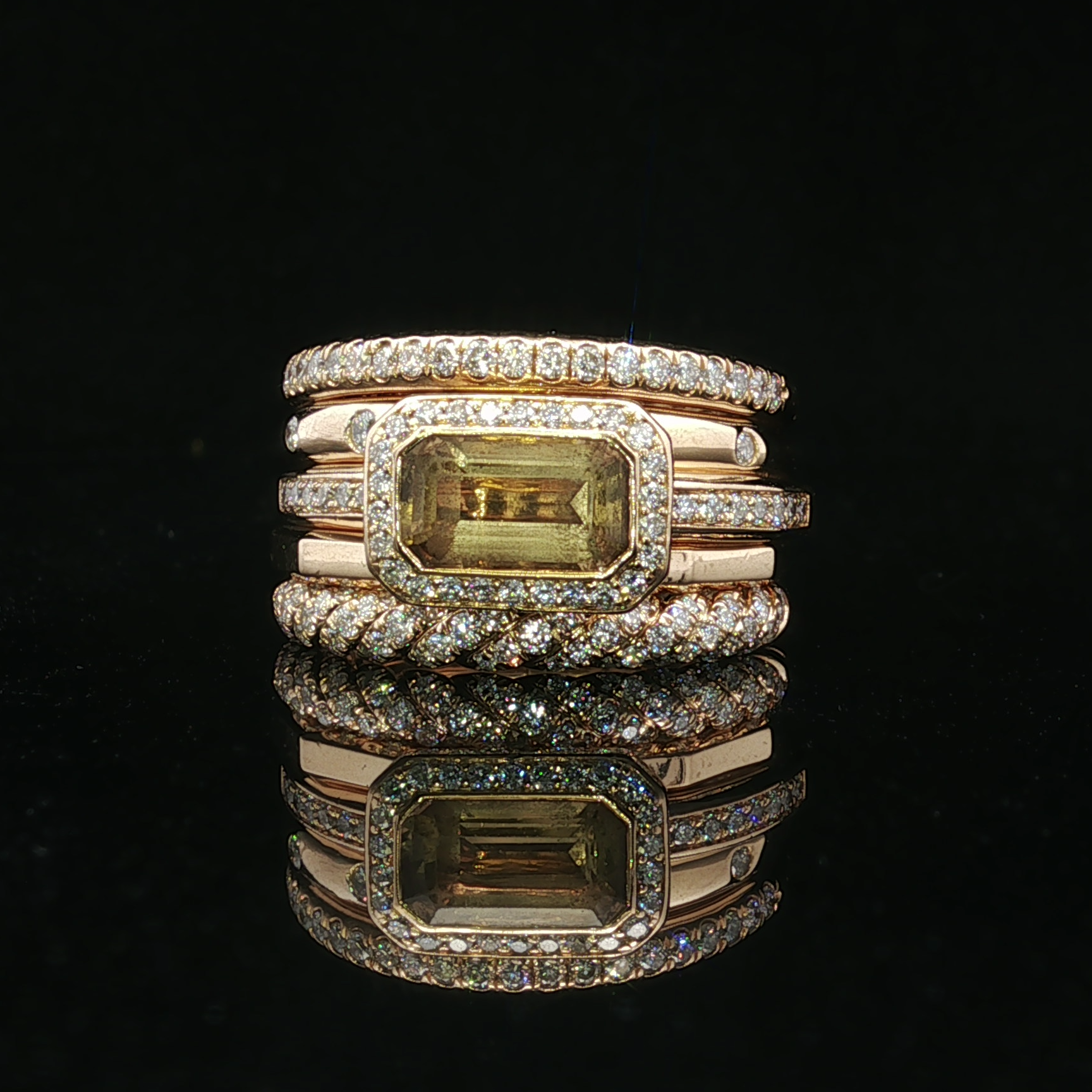 18K Yellow Gold Citrine & Diamond Ring by David Yurman