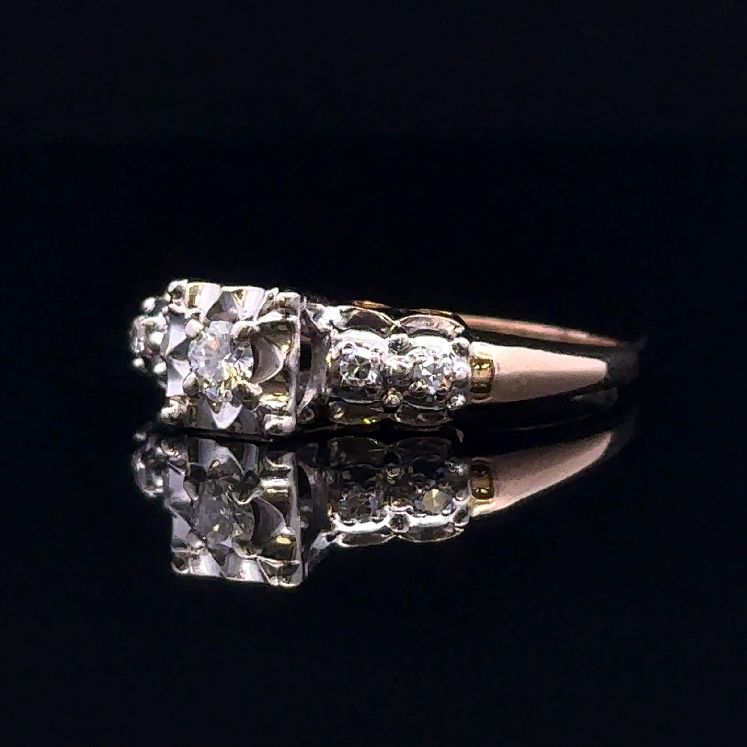 14KTT .10 Ct. Center Diamond Engagement Ring