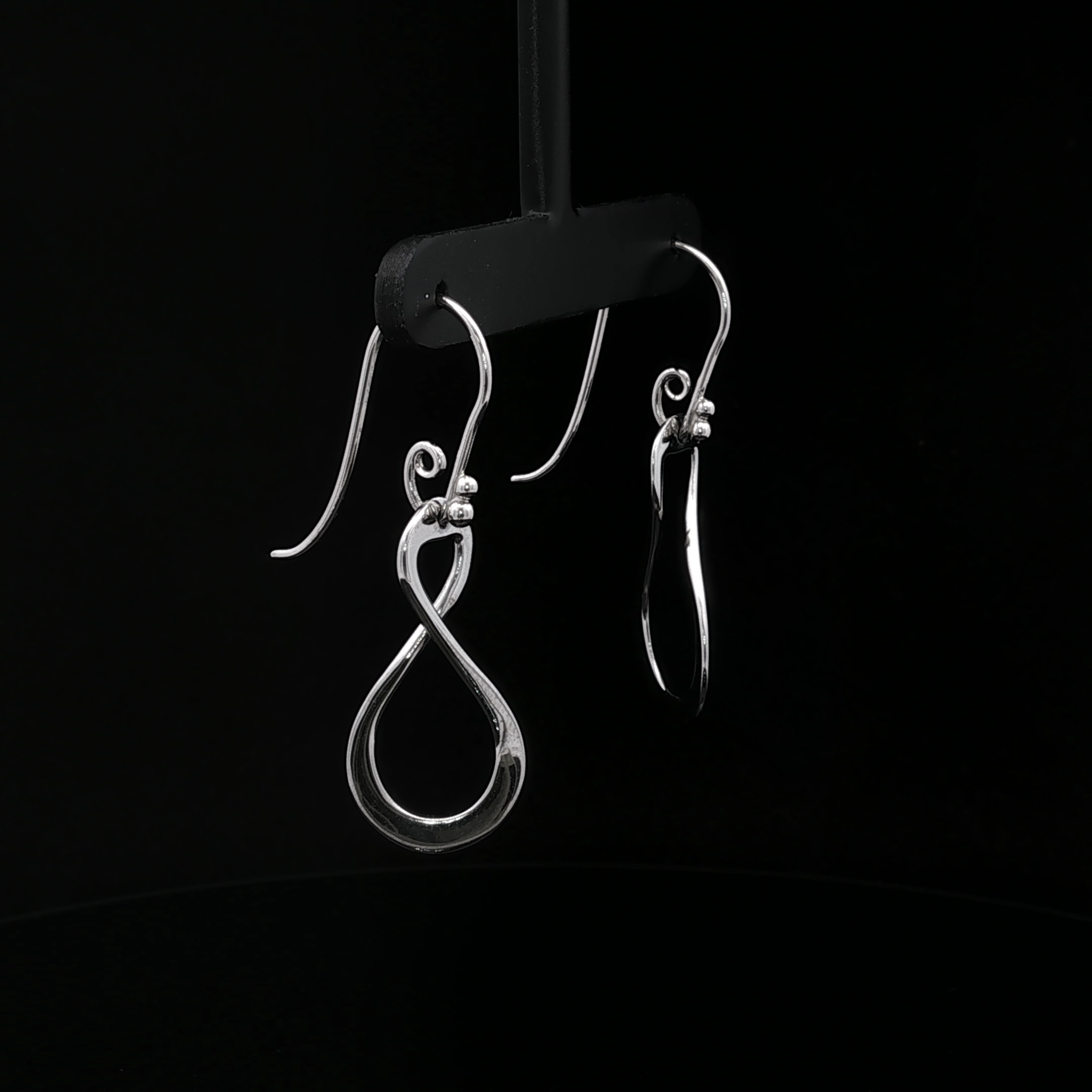 14K White Gold Infinity Drop Earrings