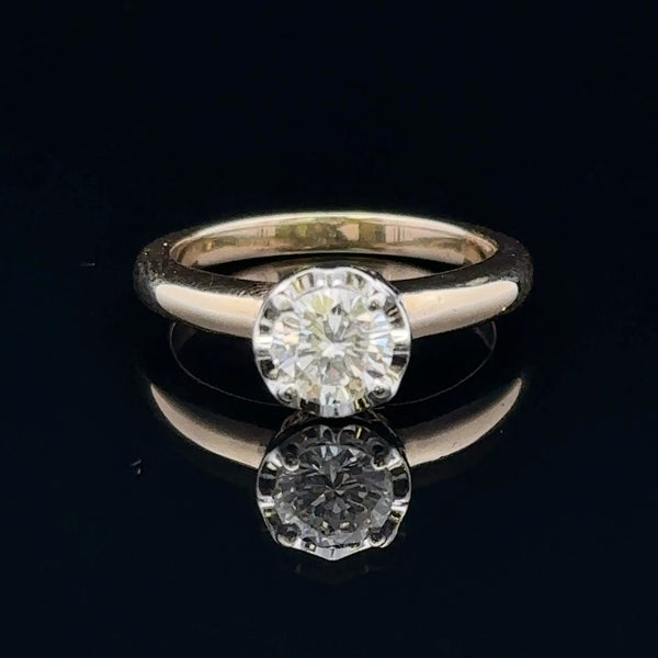 Casey Ring two-tone 14K gold solitaire engagement ring with 0.75ct diamond.