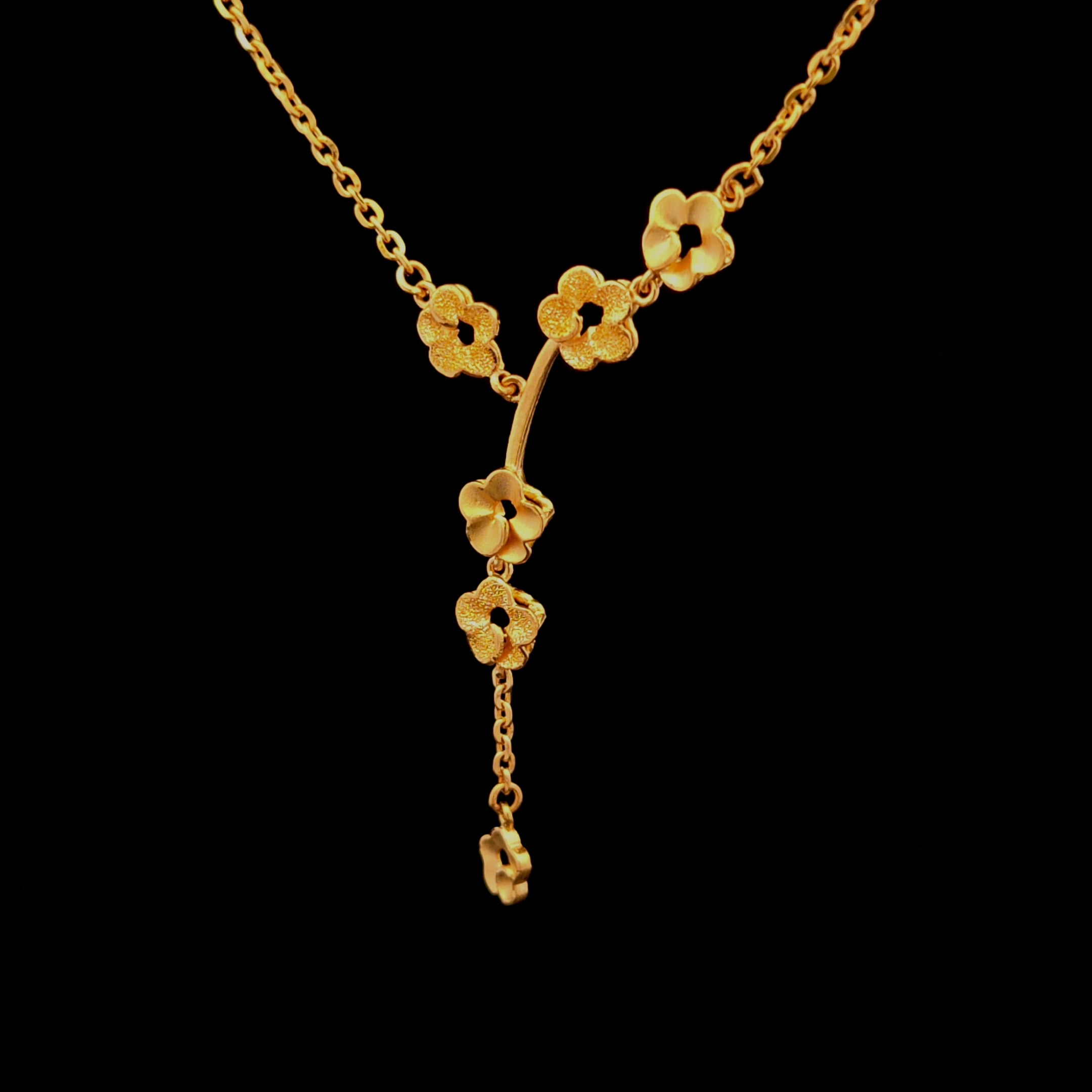 Flora 22KY Multi Flower Lariat Necklace