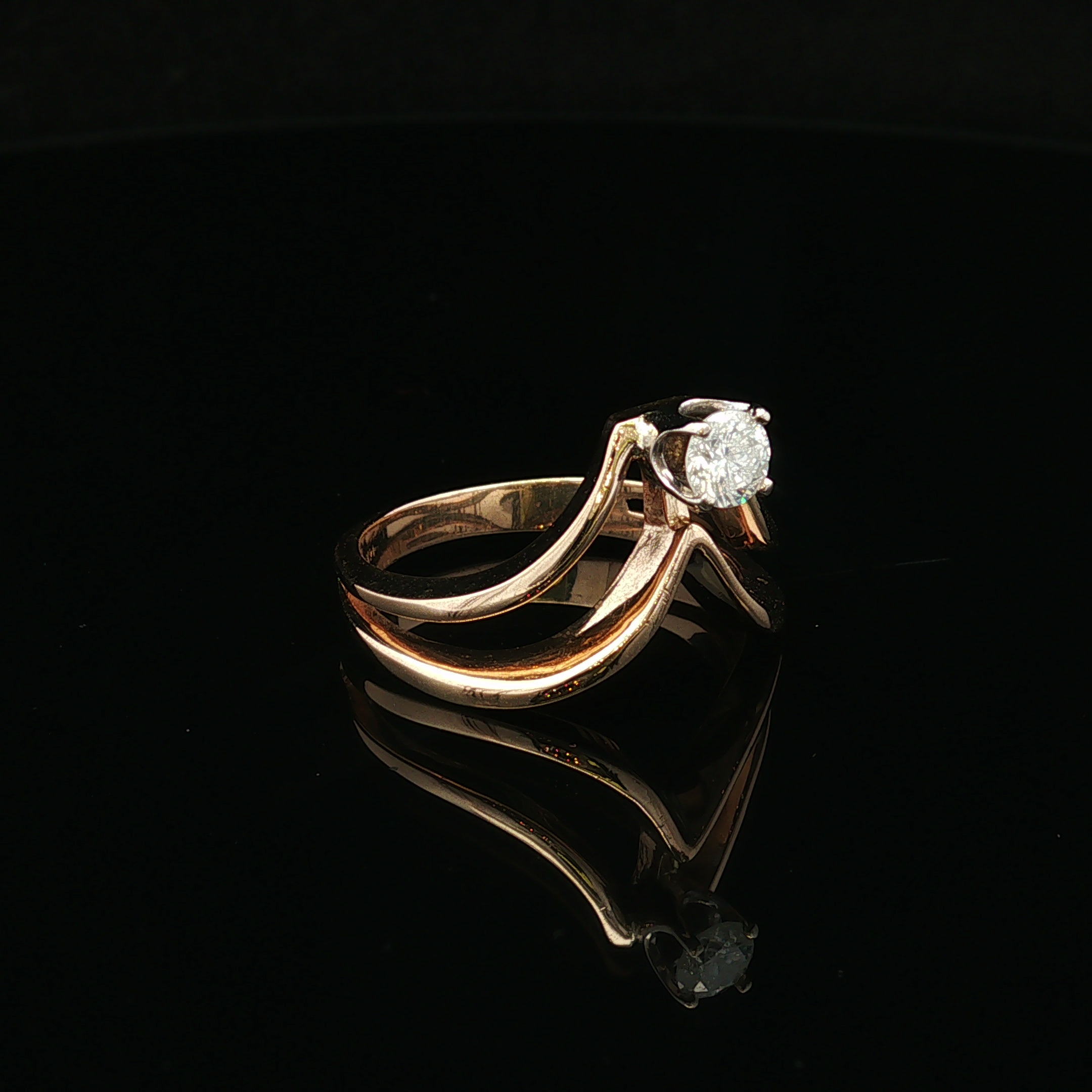 Milalyn 14K Two Tone .24 CT Round Brilliant Diamond Ring
