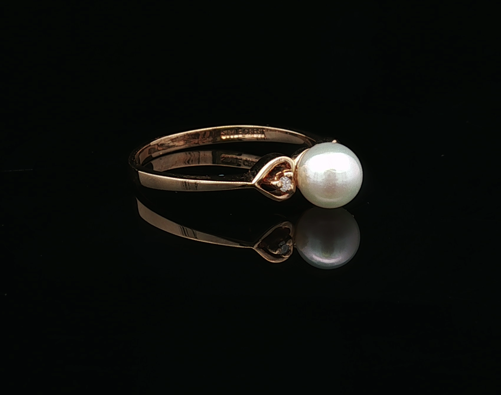 Adeline 14KY Pearl with Heart Sides Ring