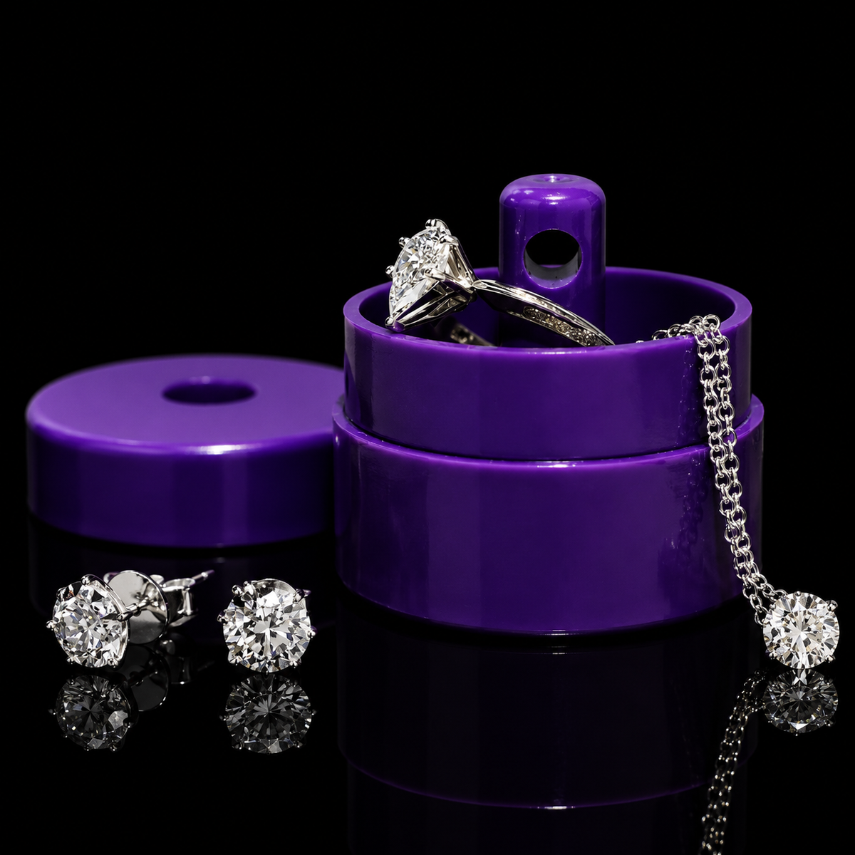 Purple Jewelry Latch Pill Tote | Portable Travel Jewelry Case