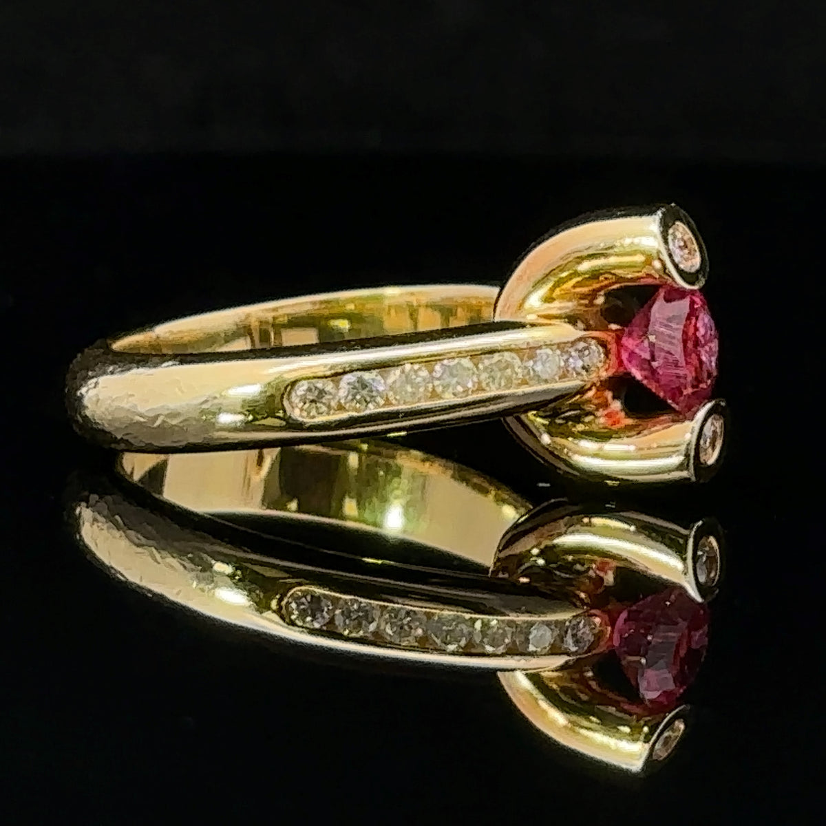 Morgan 18K Yellow Gold Ring with Pink Tourmaline & Diamonds