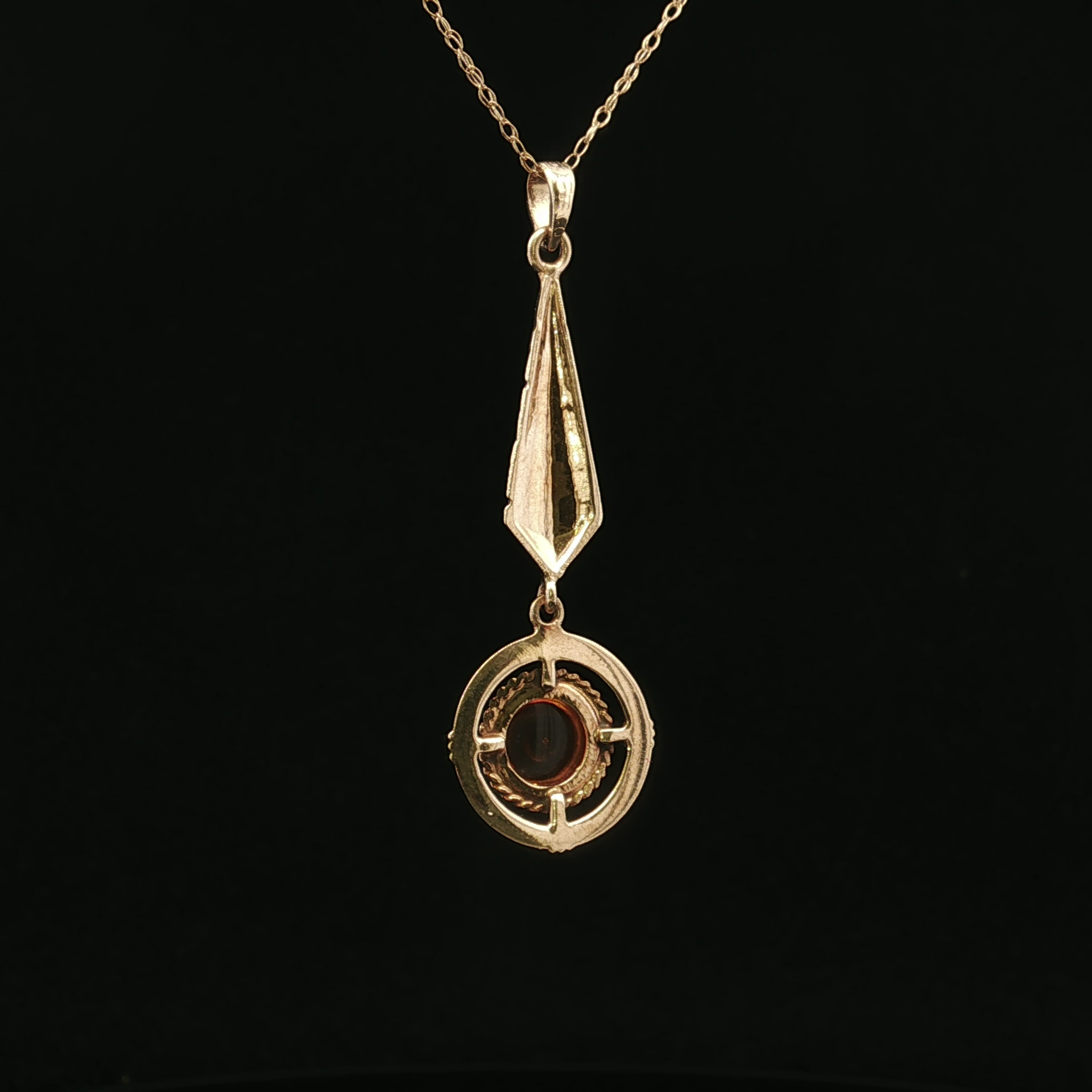 Whitney 10K Yellow Gold Round Amber Drop Necklace