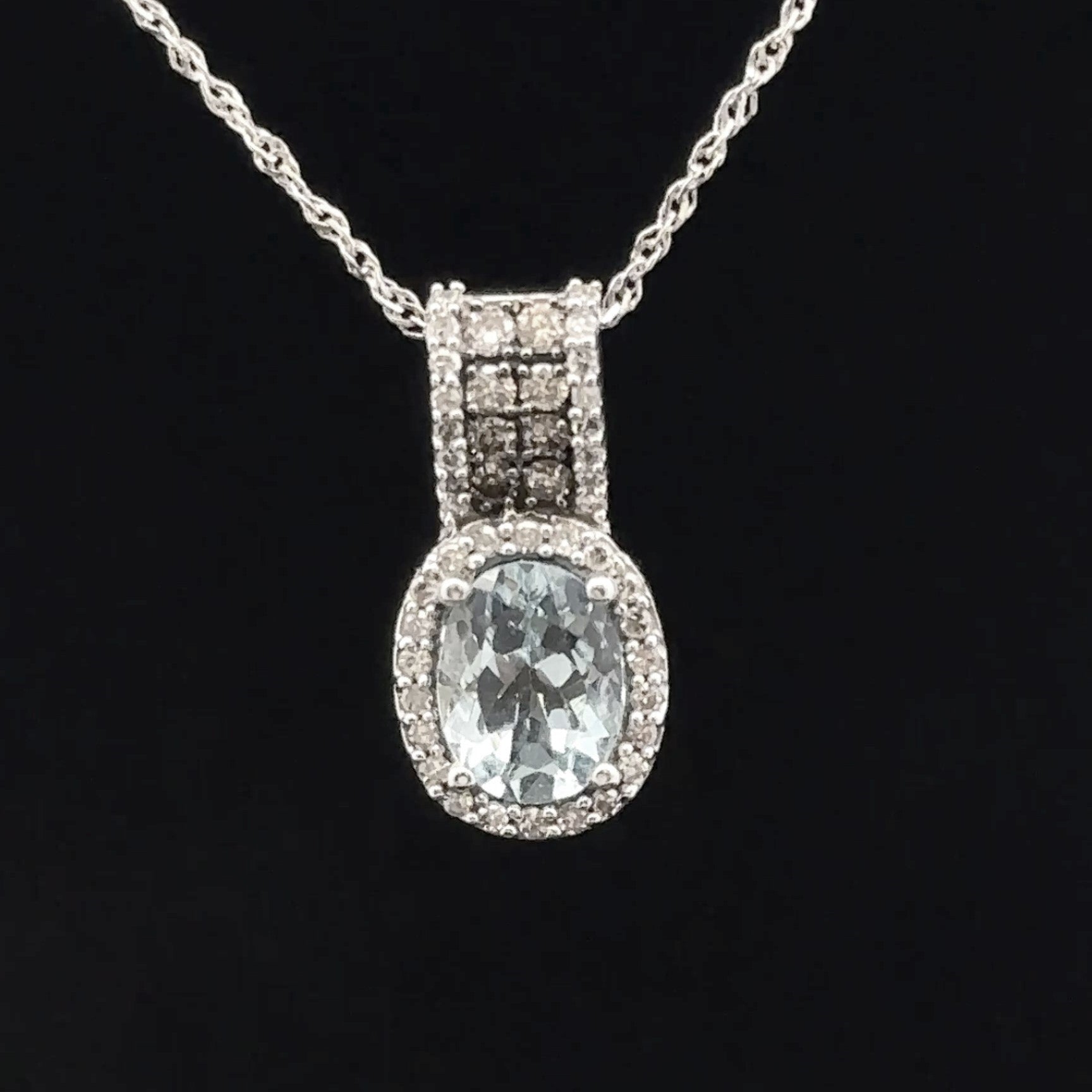 Keilani 14K White Gold Aquamarine Necklace with Chocolate & White Diamonds