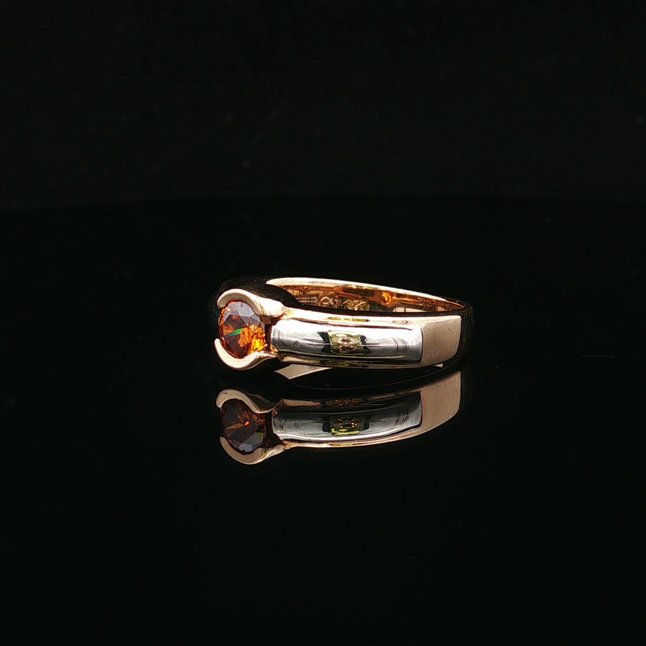 Briellelyn 14K Two Tone Orange Diamond Bezel Ring
