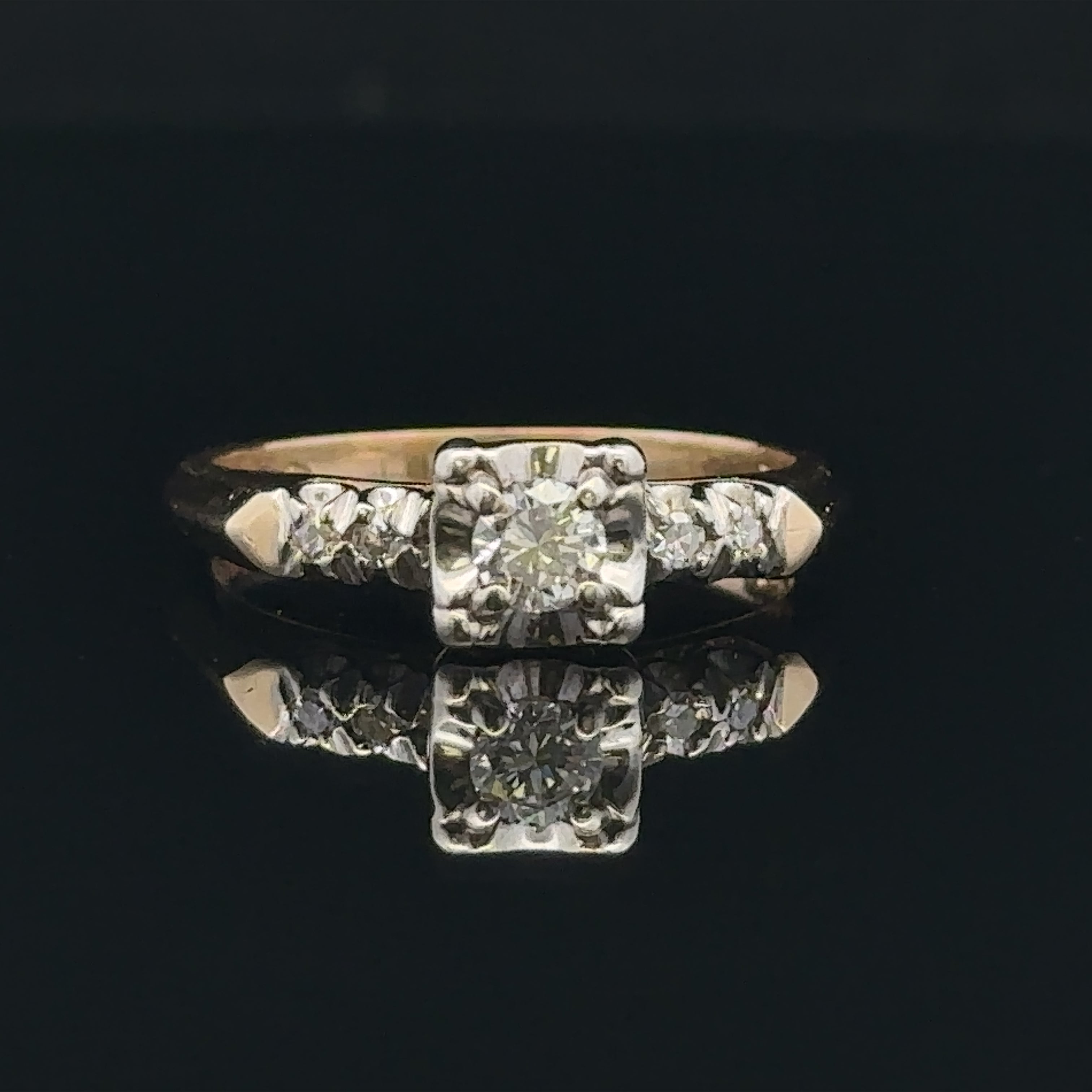 Mariam Two-Tone 14 Karat Engagement Ring with Round Diamonds