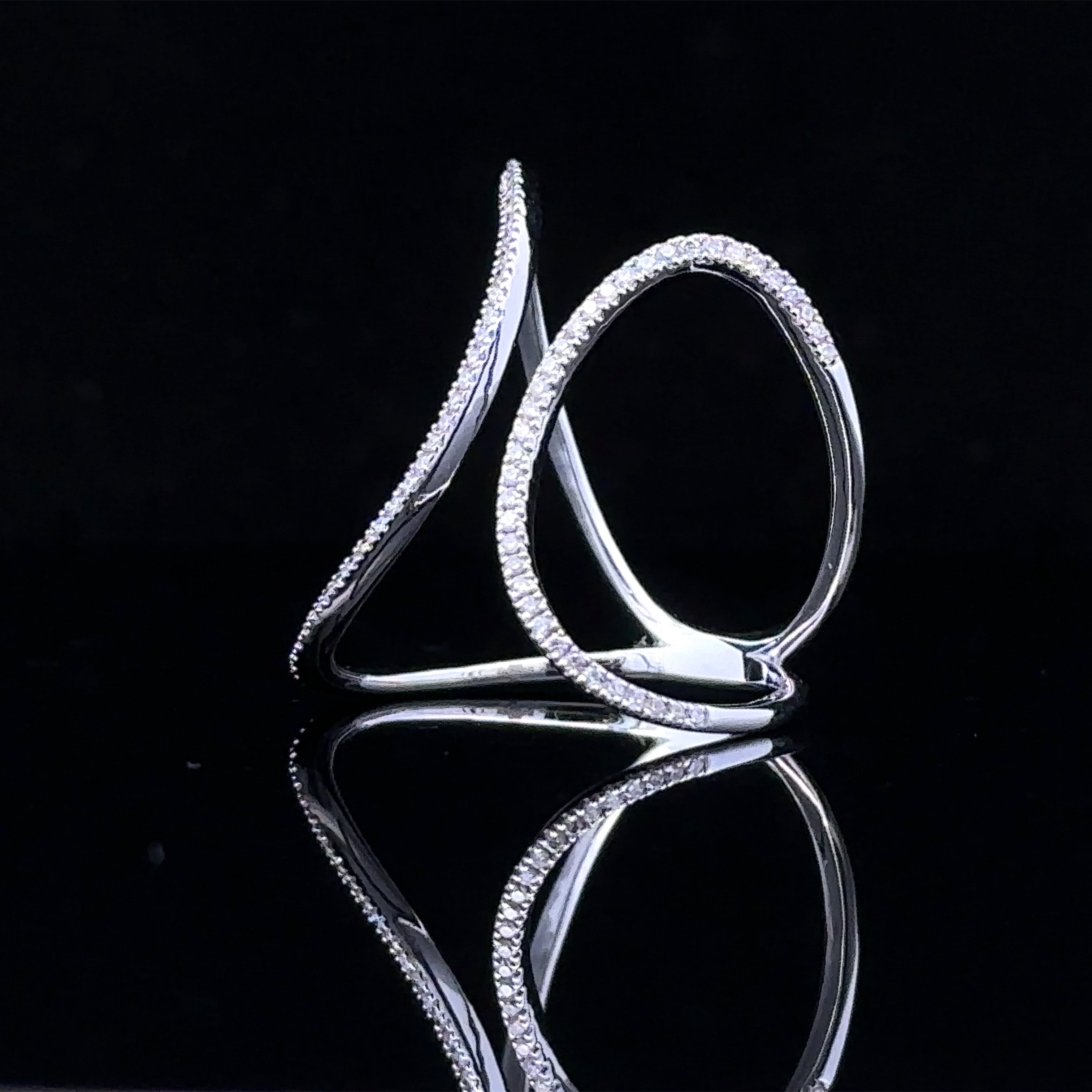 Side view of Kylie diamond ring in 18K white gold